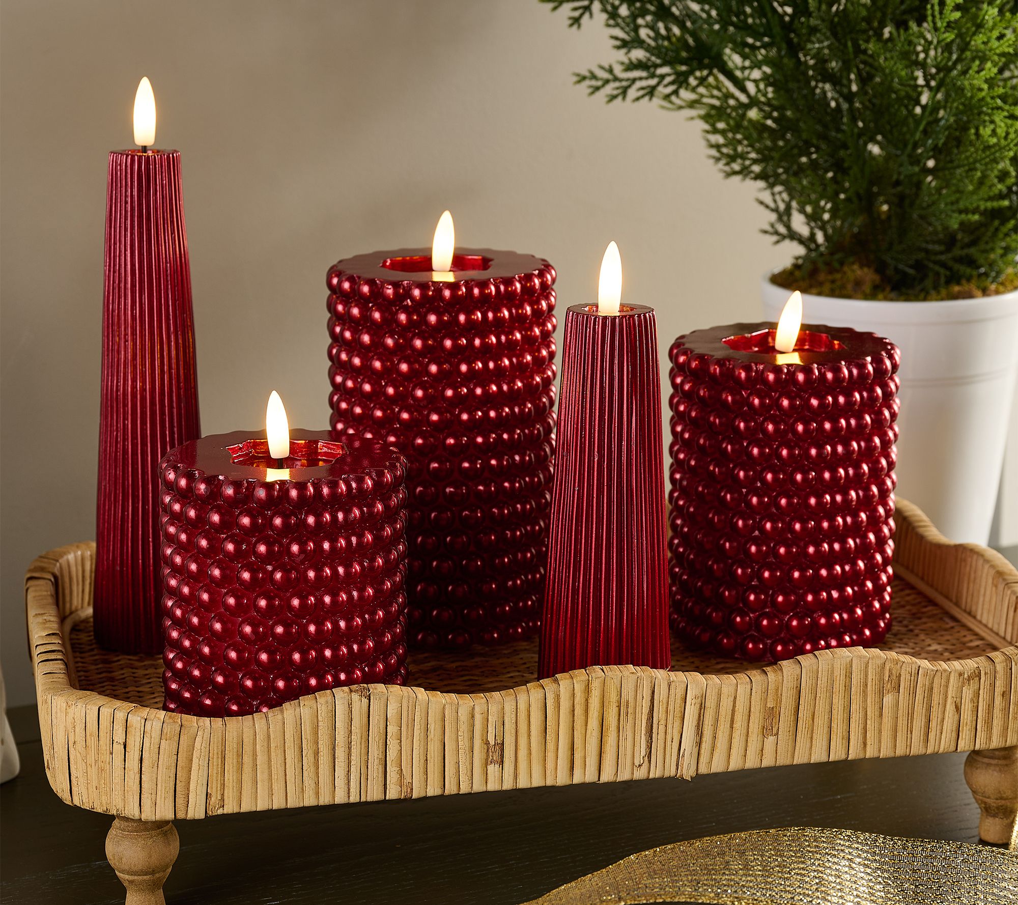 5-pc Textured Flameless Candle Gift Set by Kim Gravel