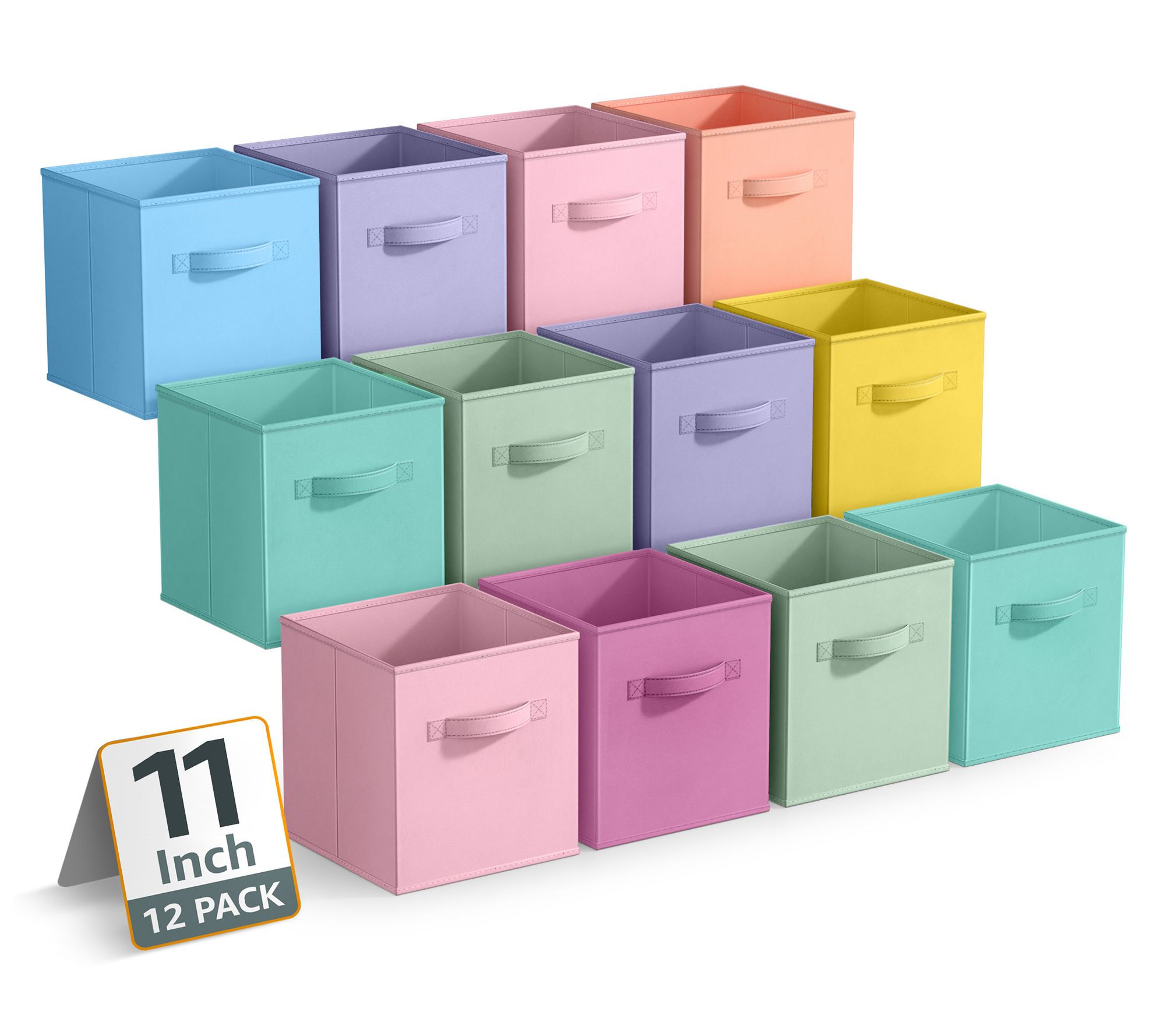 Sorbus 11" Storage Bins with Handles, 12 Pack Pastel Set 3