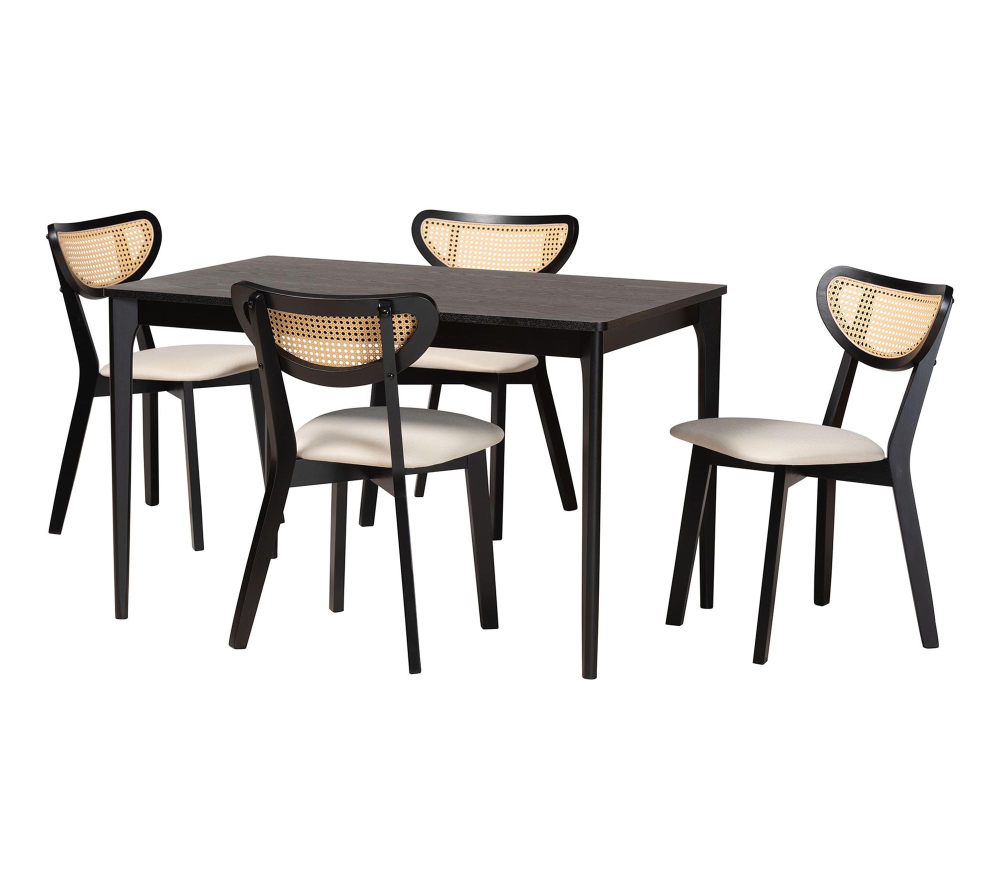 Baxton Studio Dannell Cream Fabric and Wood 5-Piece Dining Set