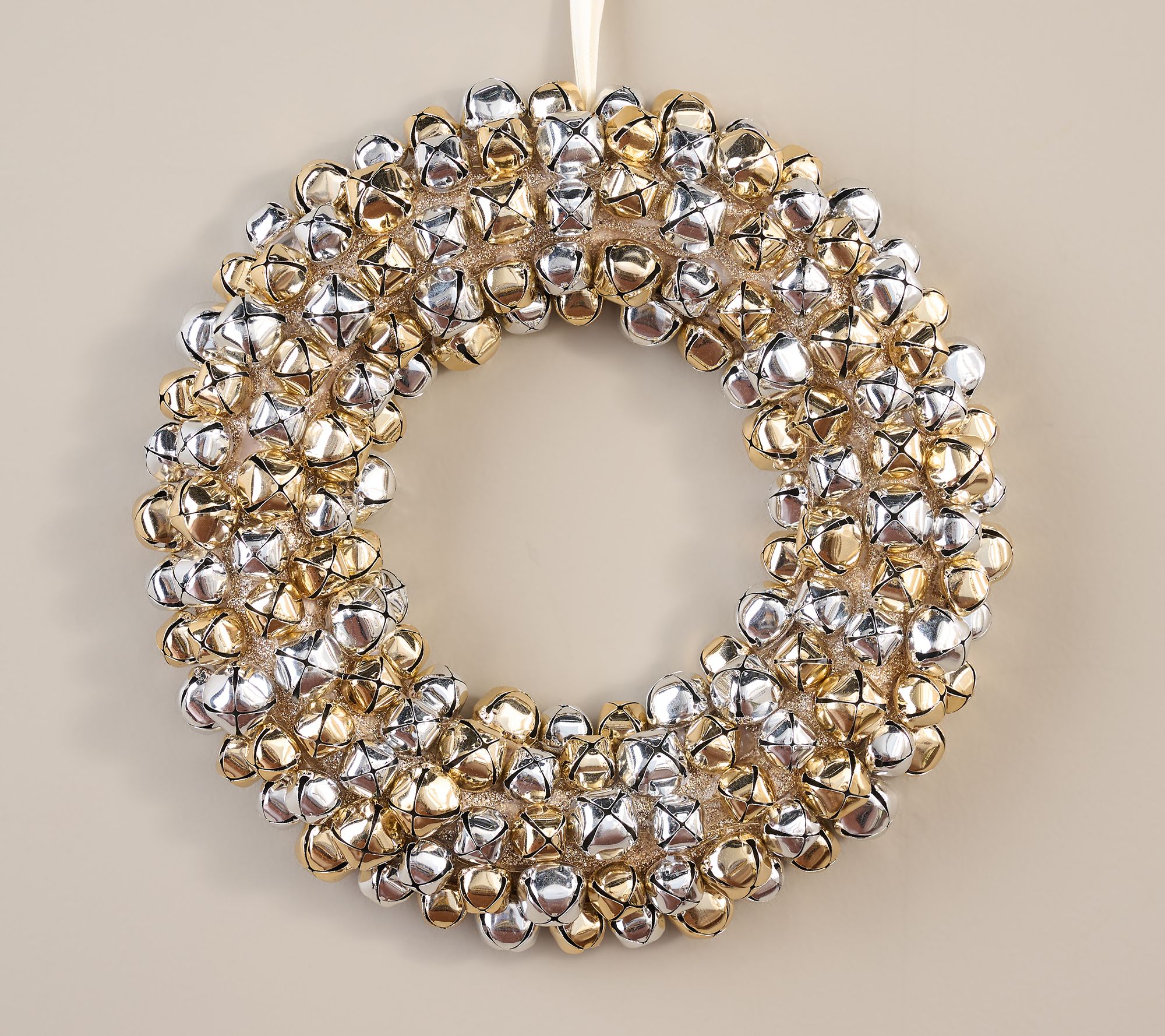 12" Jingle Bell Wreath with Ribbon by Valerie