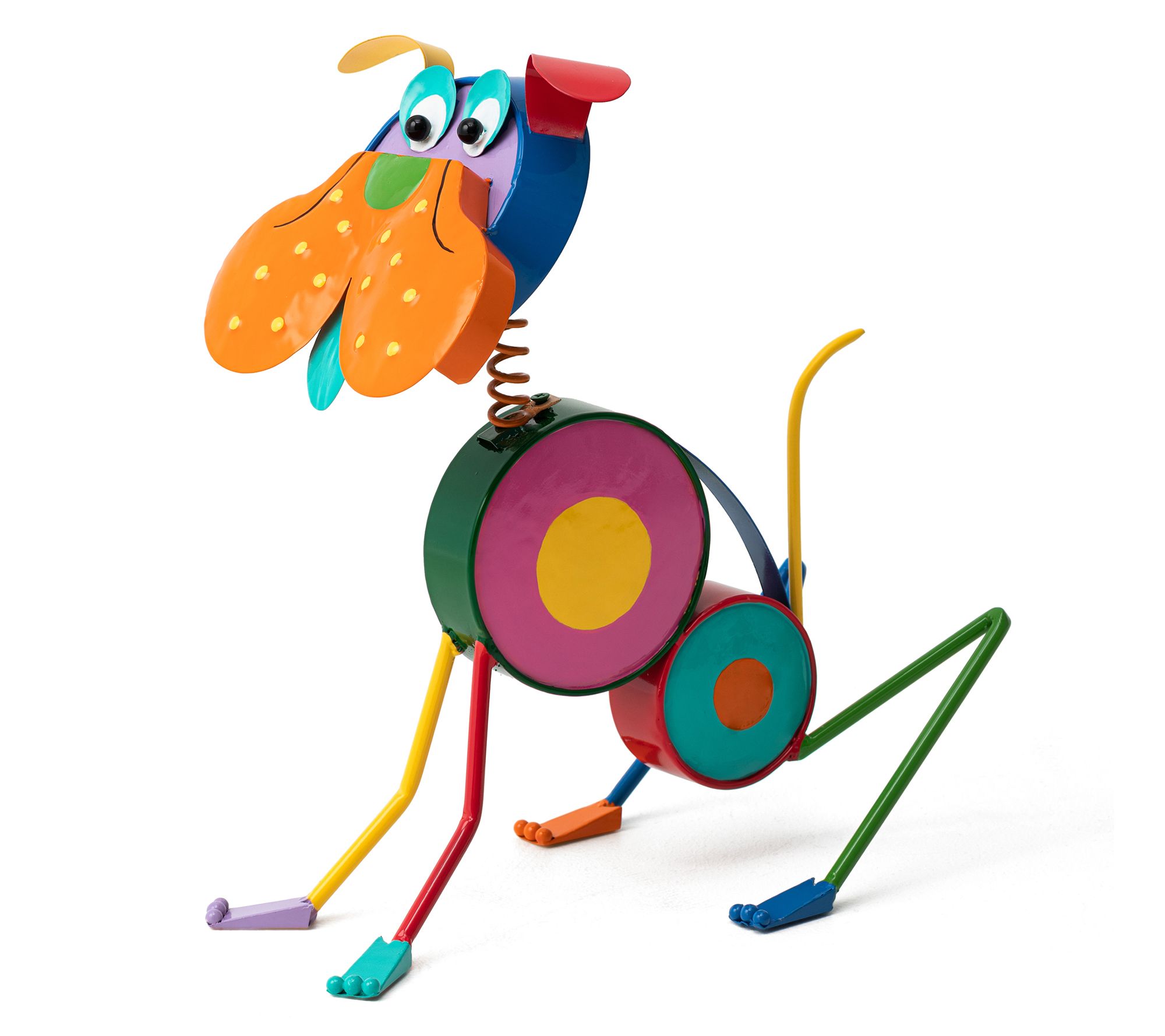 Glitzhome 17" Colorful Metal Happy Pet Garden Statue