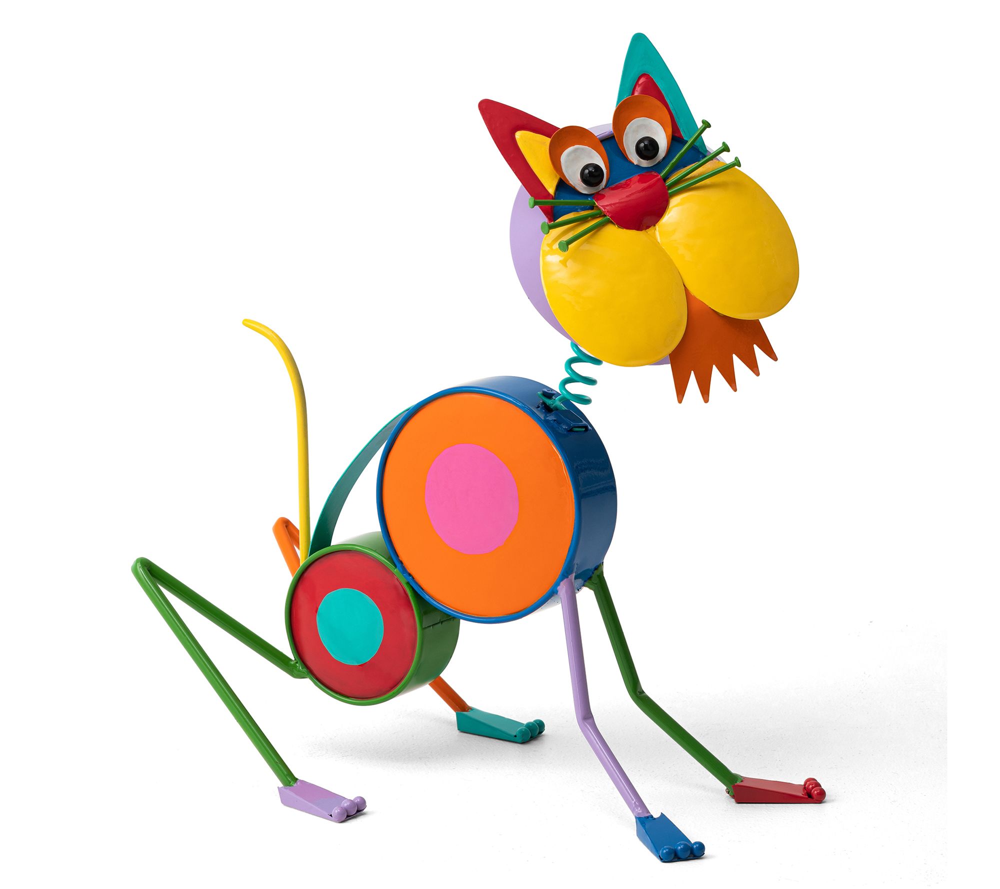 Glitzhome 17" Colorful Metal Happy Pet Garden Statue