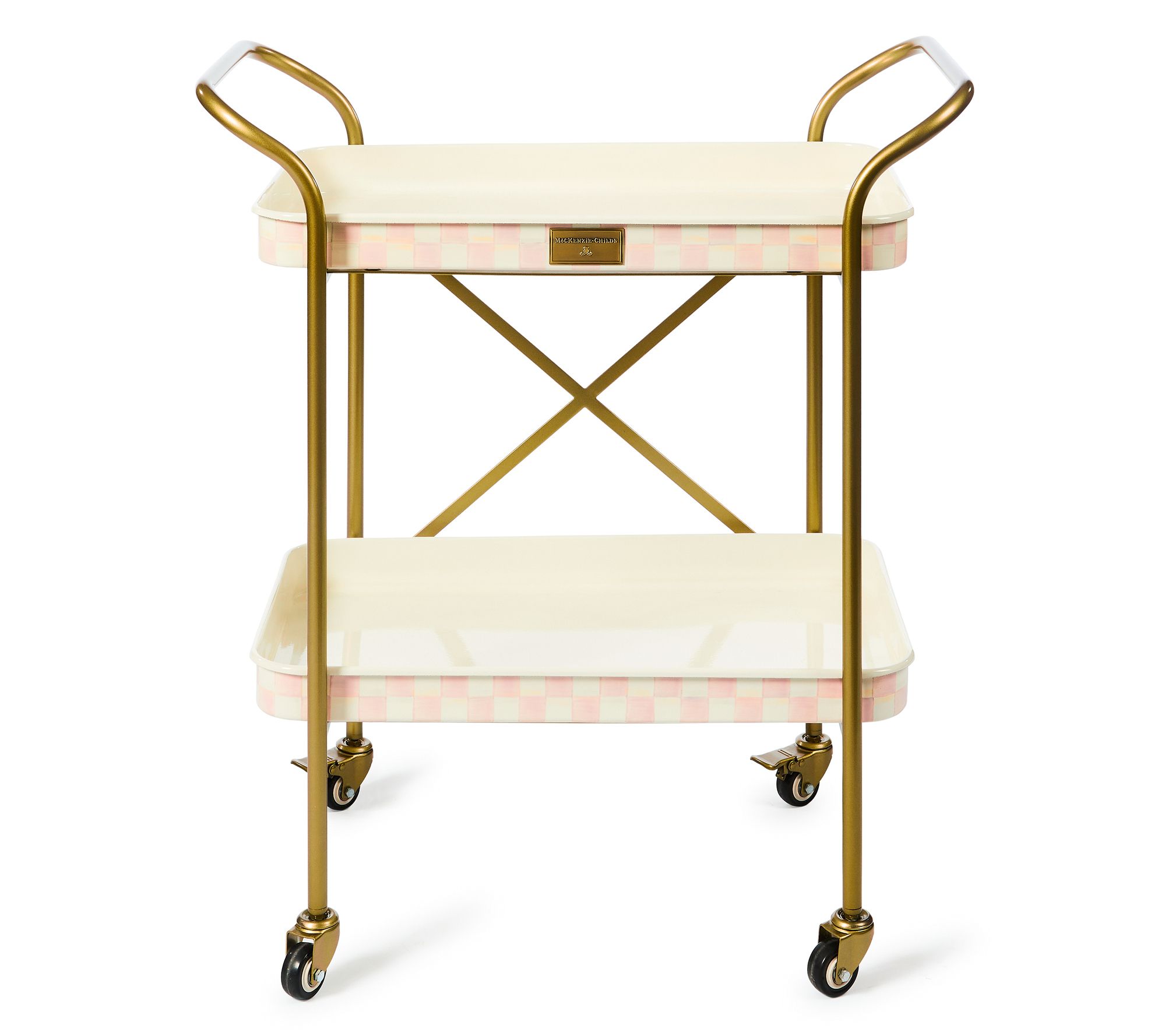 MacKenzie-Childs Rosy Check 2-Tier Kitchen Cart