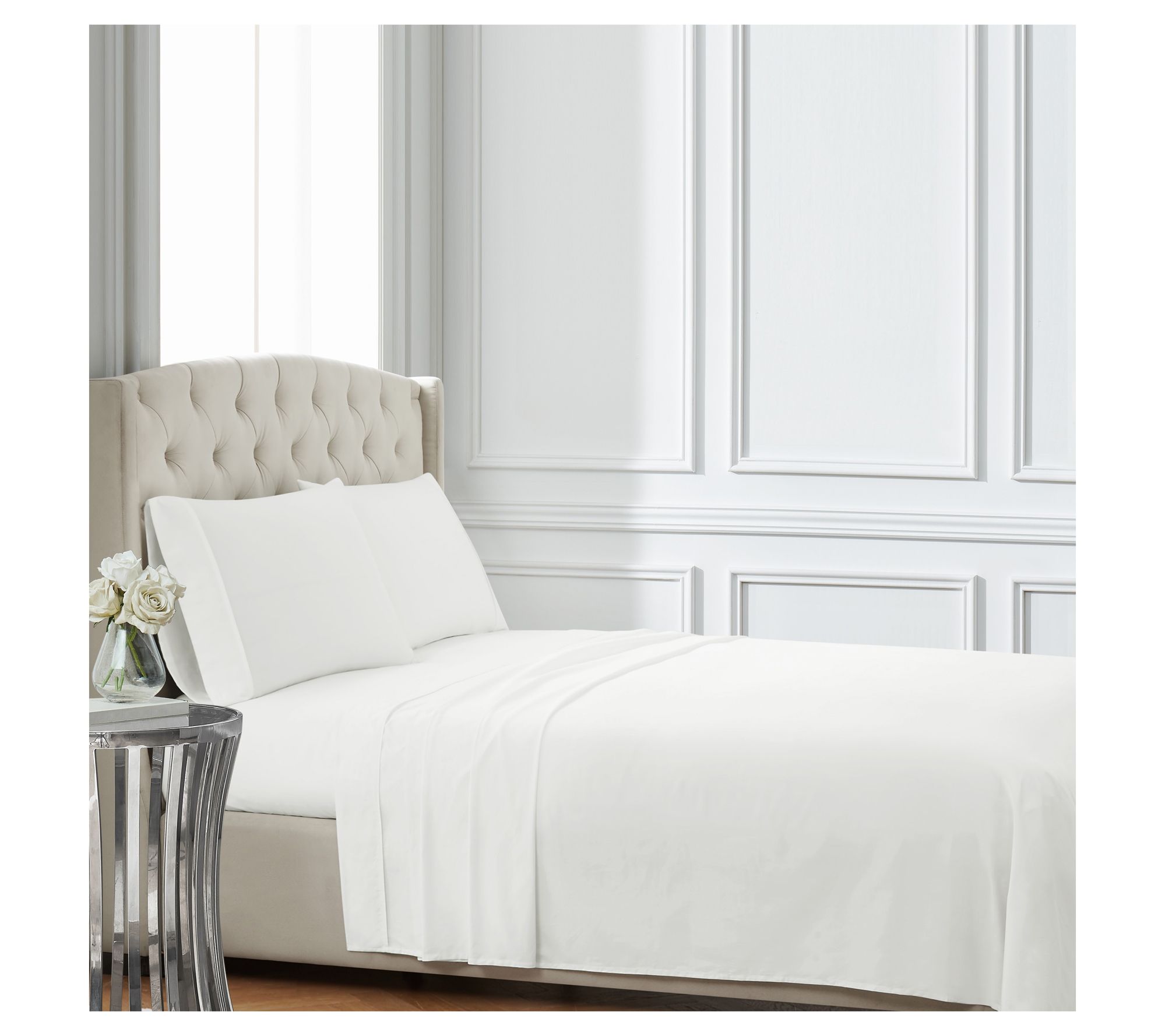 Badgley Mischka Cotton Sateen Twin 3-Piece Sheet Set