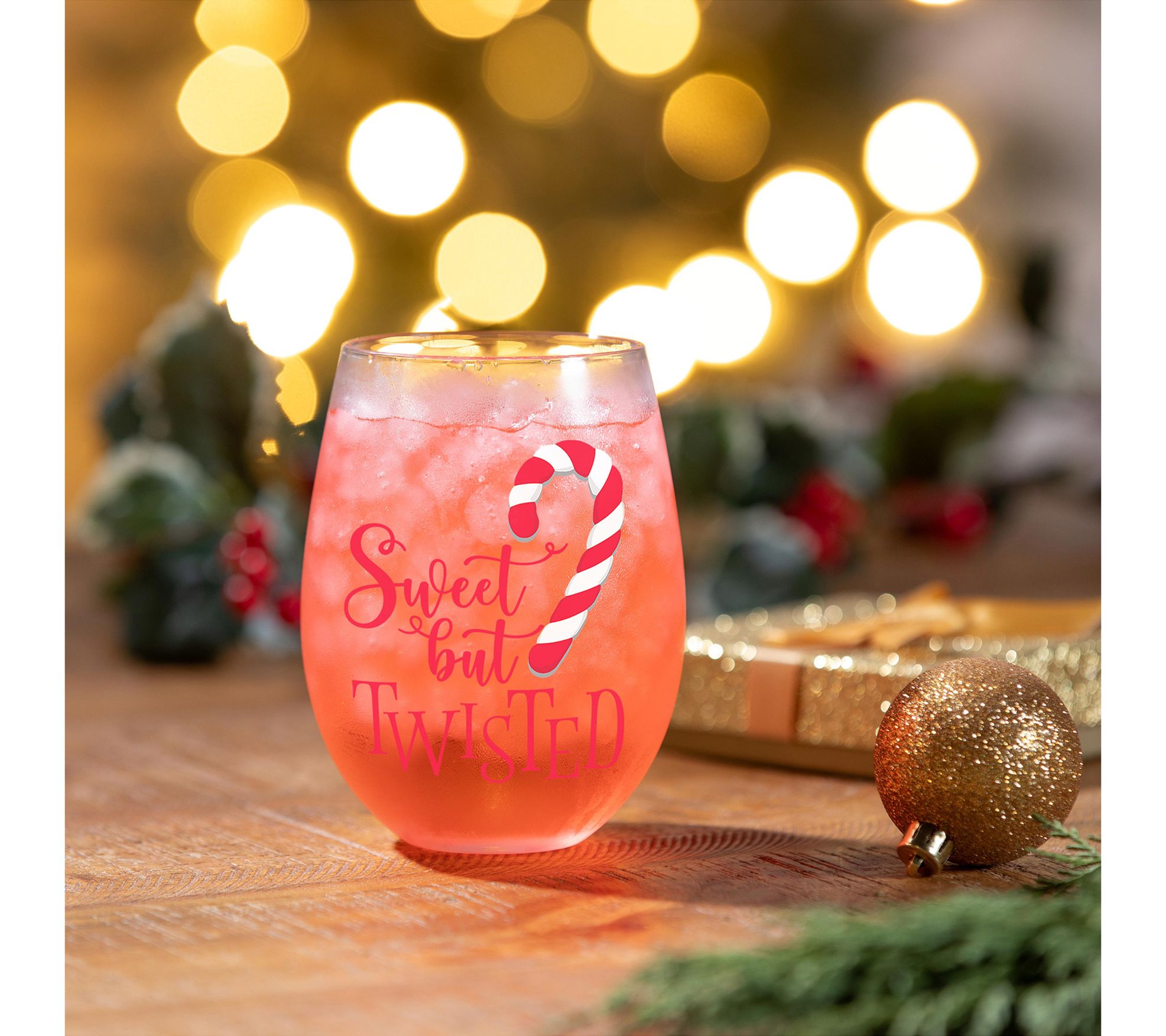 Evergreen 17oz Sweet But Twisted Stemless WineGlass & Box