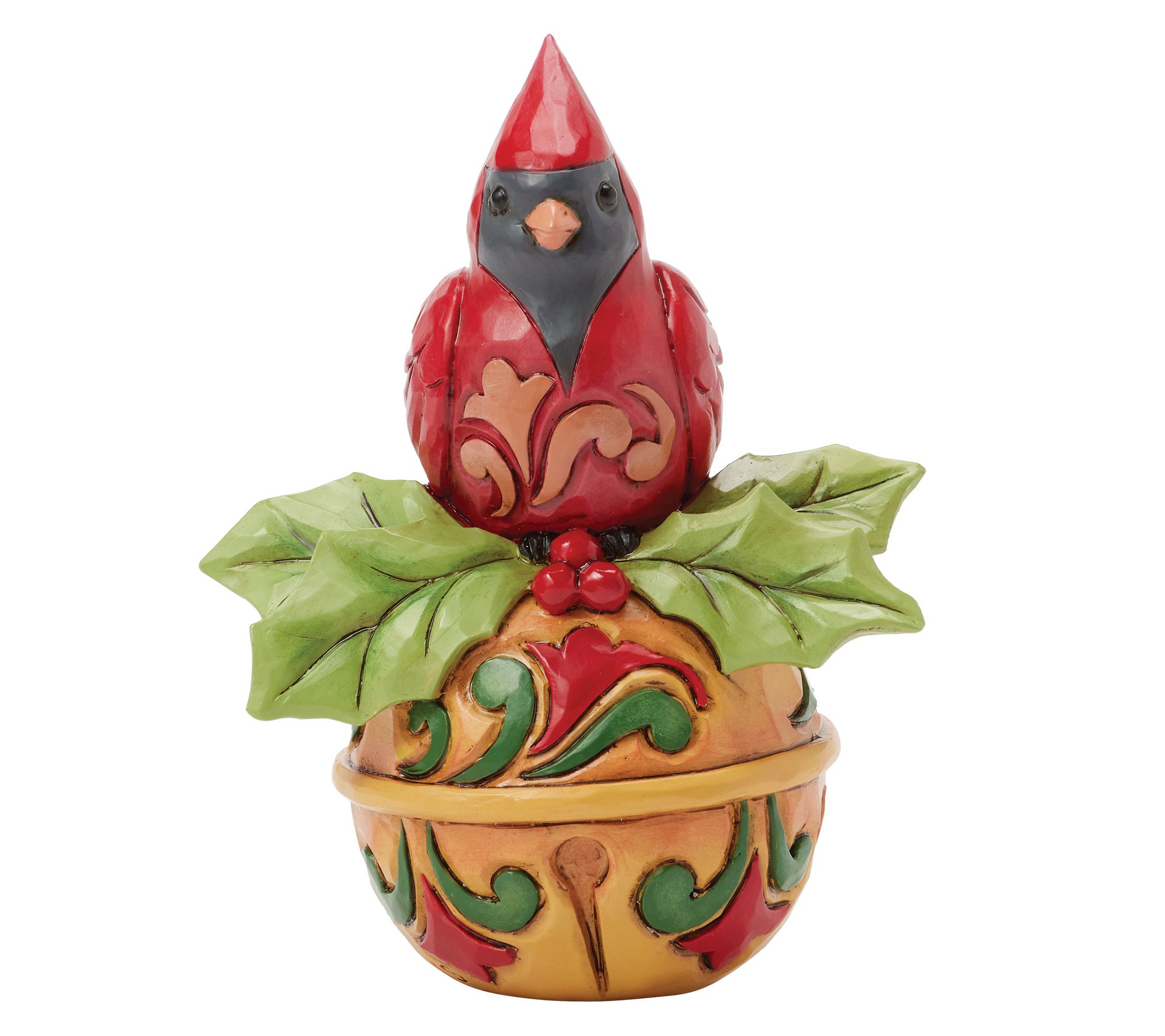 Jim Shore Heartwood Creek Cardinal on Jingle Bell Mini 3.54in