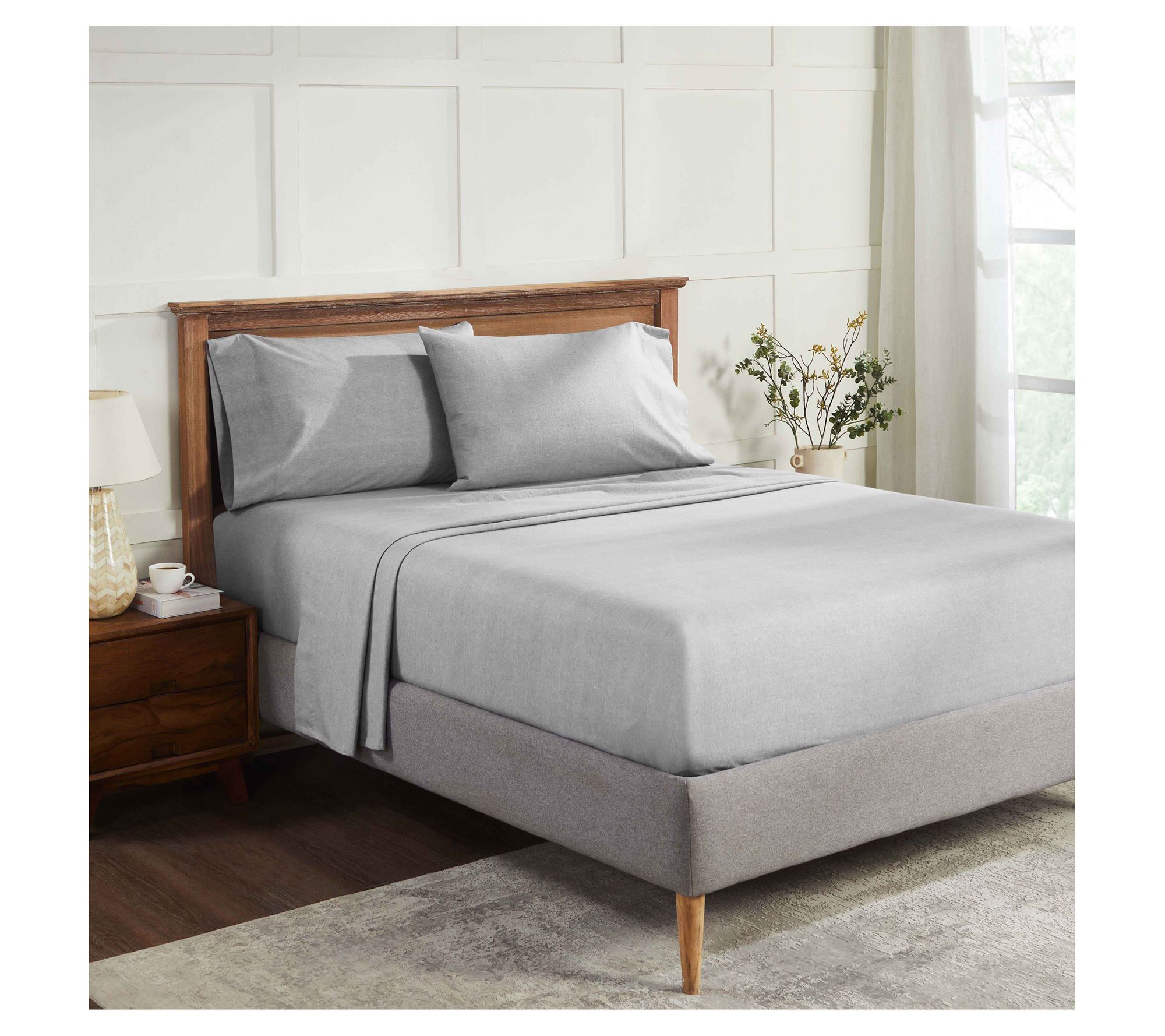 Superior Melange Flannel Cotton Sheet Set, Twin/XL