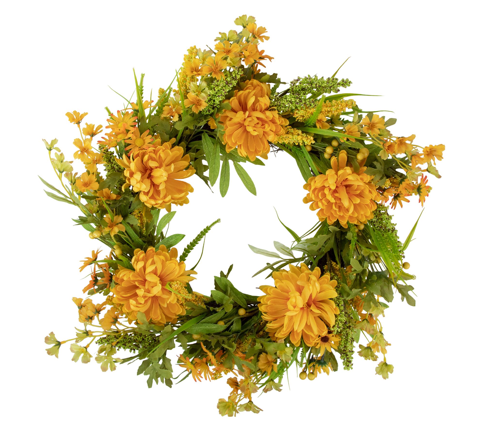 Northlight Yellow Peony Fall Harvest Twig Wreath 24"