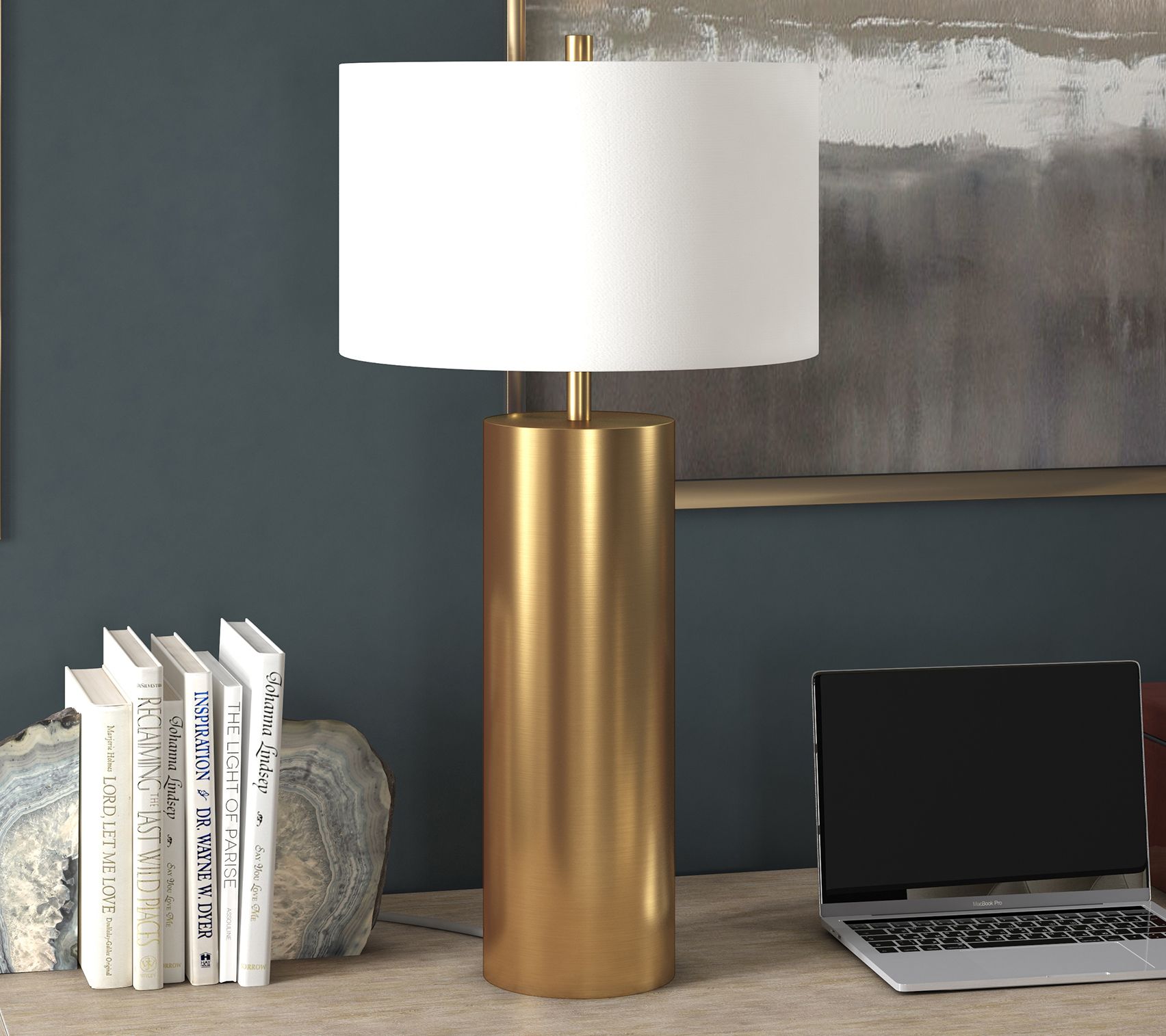 Hudson&Canal York 29.5" Tall Table Lamp with Fabric Shade