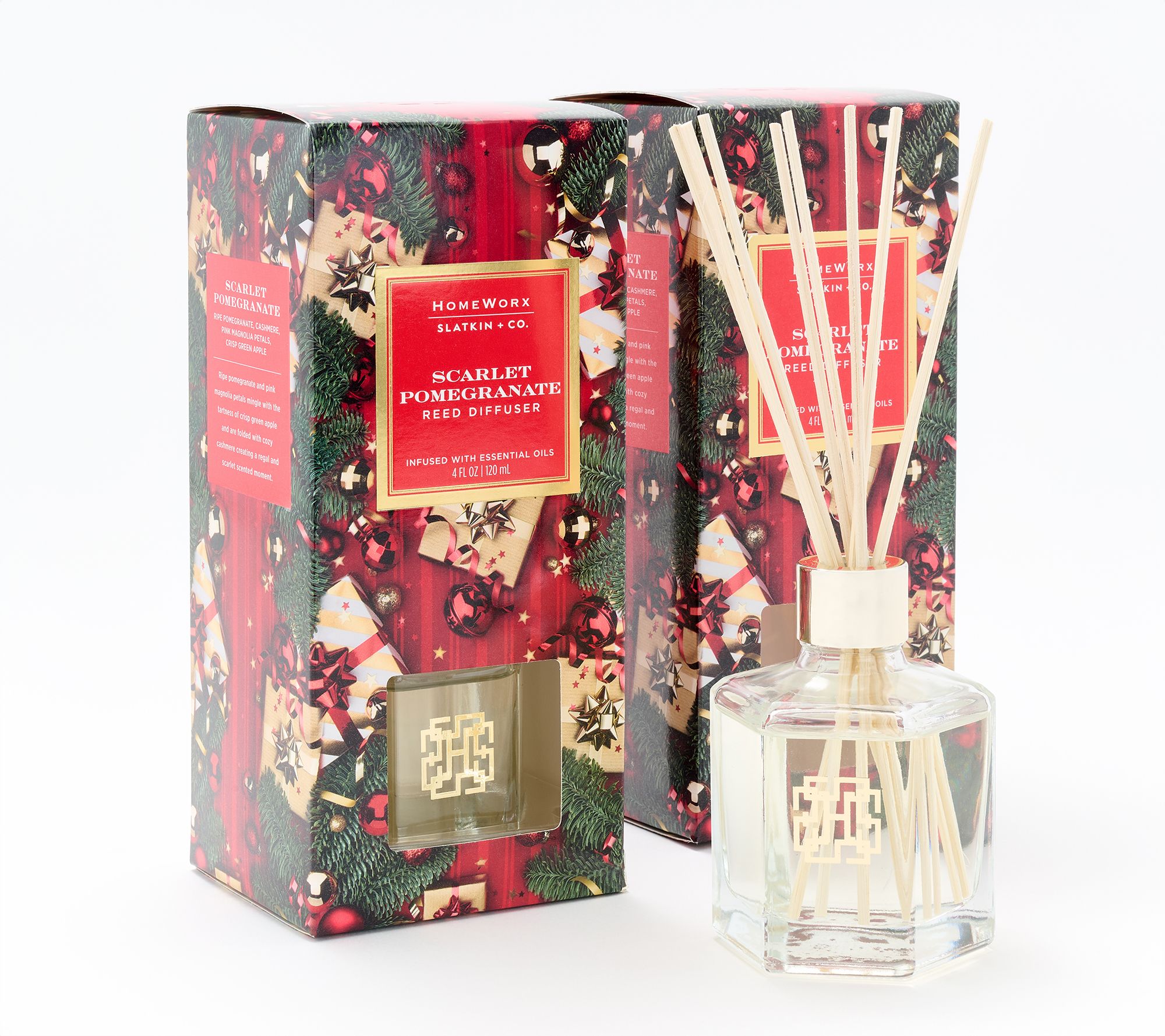 "As Is" HomeWorx by Slatkin + Co. S/2 Fa La La La Reed Diffusers