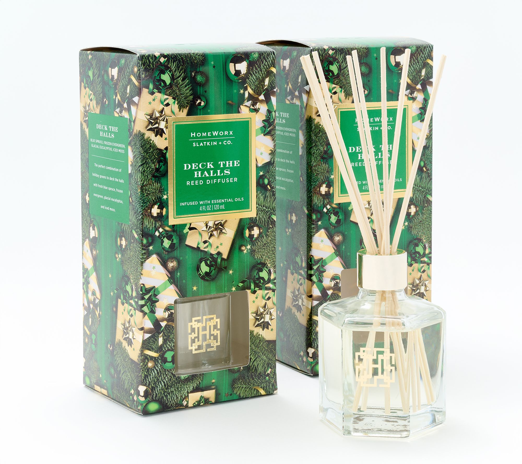 "As Is" HomeWorx by Slatkin + Co. S/2 Fa La La La Reed Diffusers