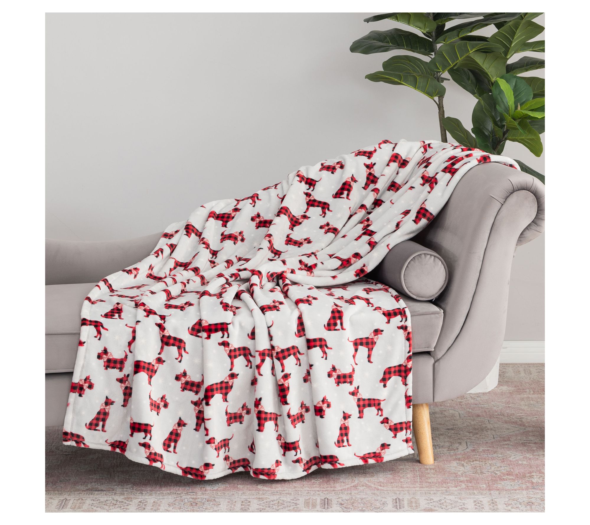 "As Is" Berkshire Whimsical Holiday 60x70 Plush Throw