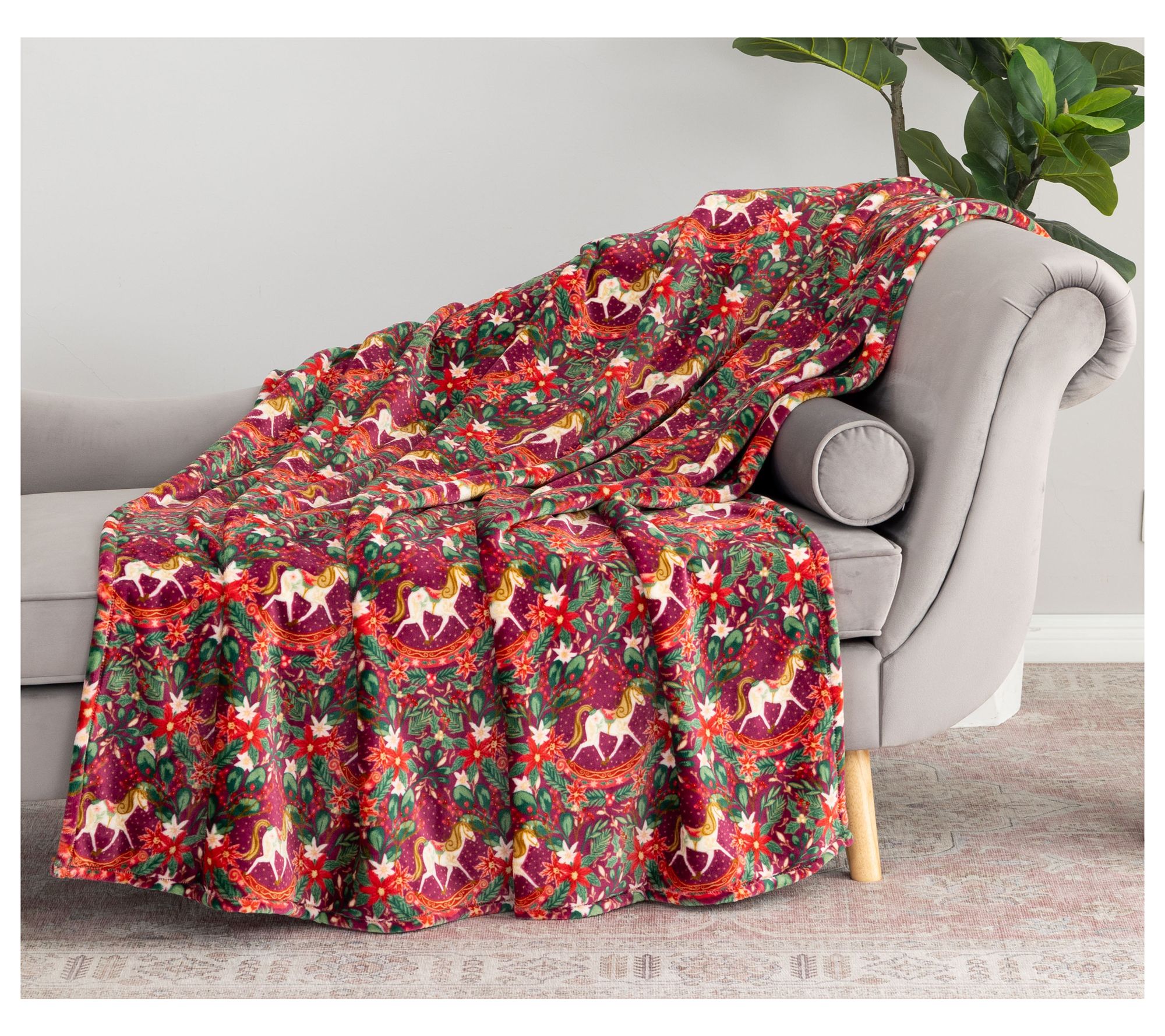 "As Is" Berkshire Whimsical Holiday 60x70 Plush Throw