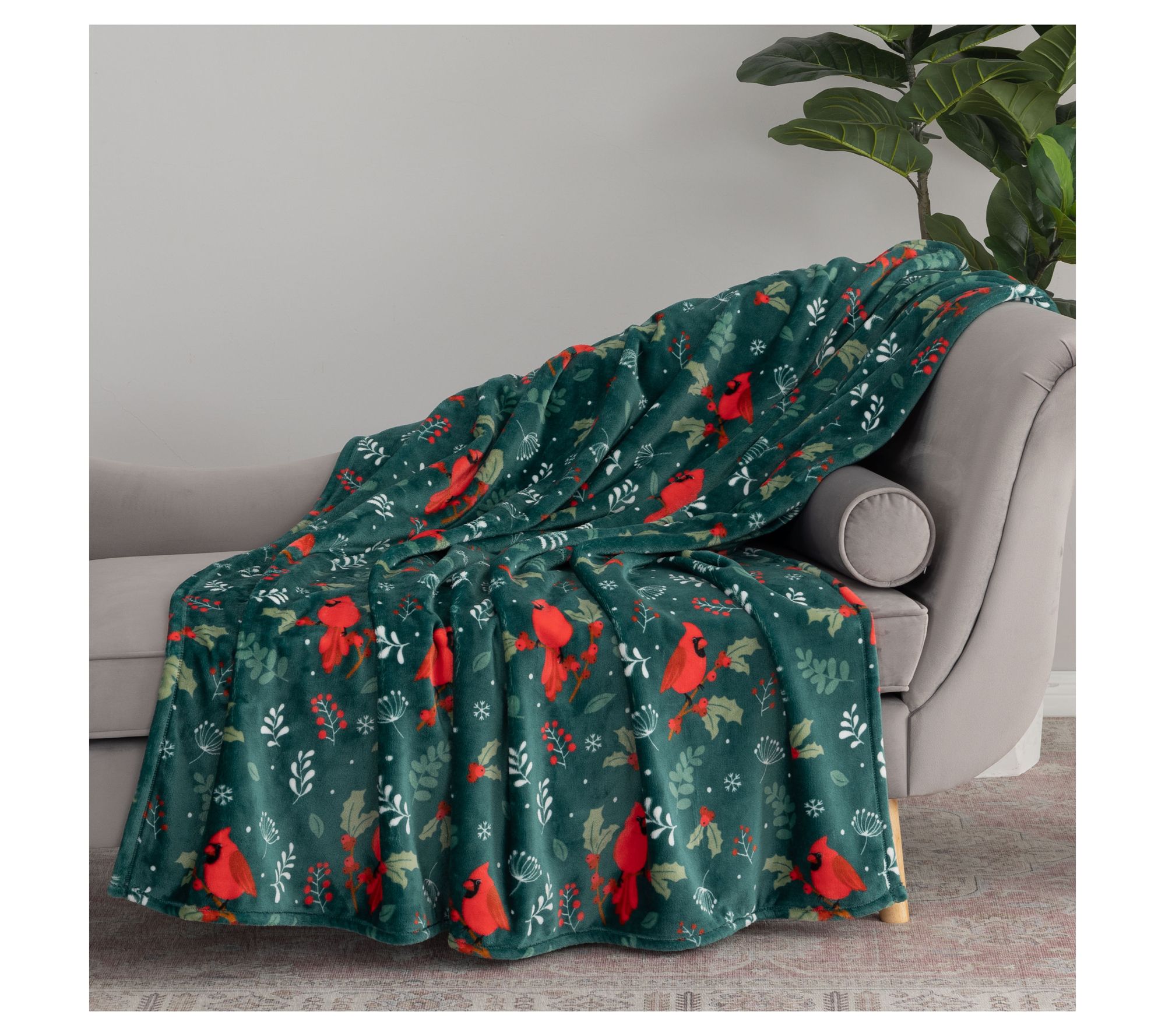 "As Is" Berkshire Whimsical Holiday 60x70 Plush Throw