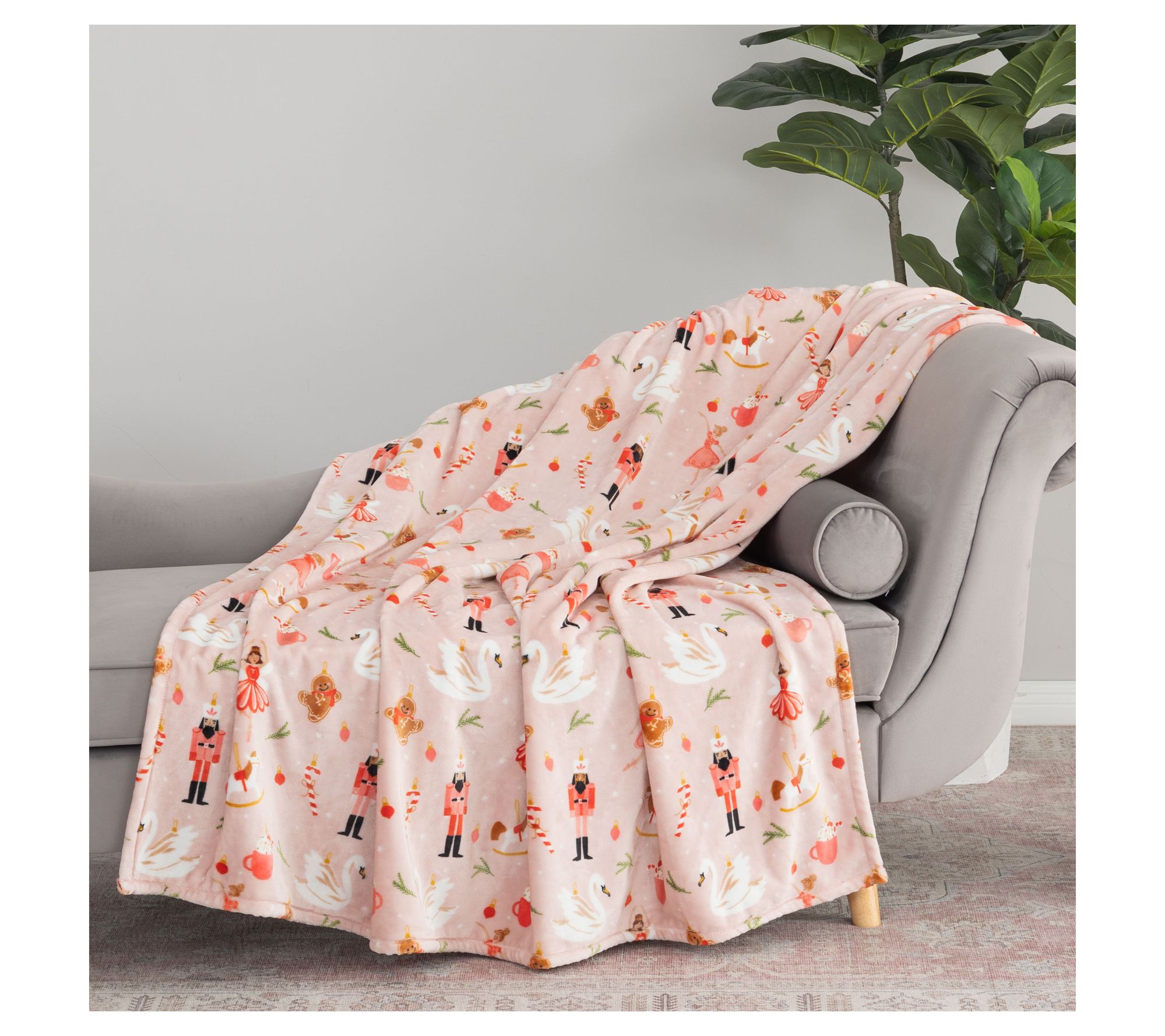 "As Is" Berkshire Whimsical Holiday 60x70 Plush Throw