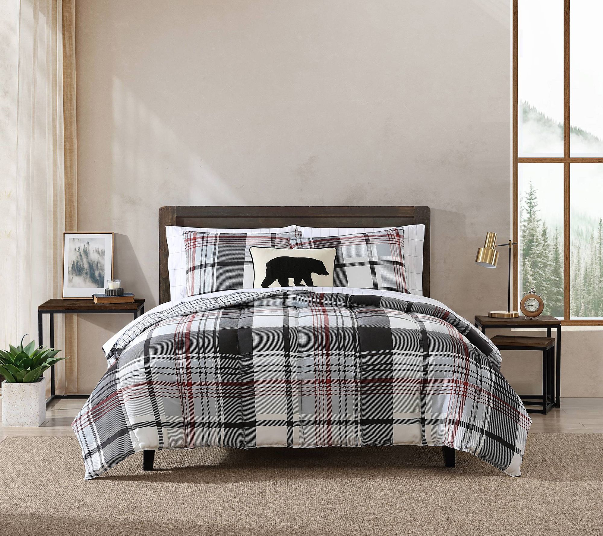 Eddie Bauer Normandy Plaid Red Twin Comforter Set