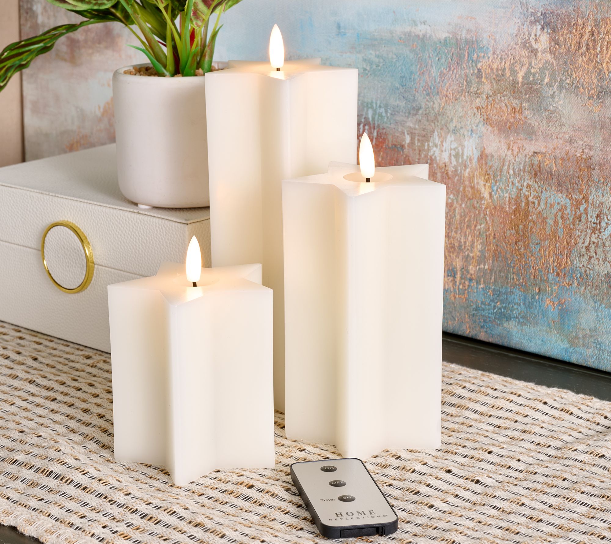 Home Reflections S/3 Star Shaped Flameless Pillar Candles