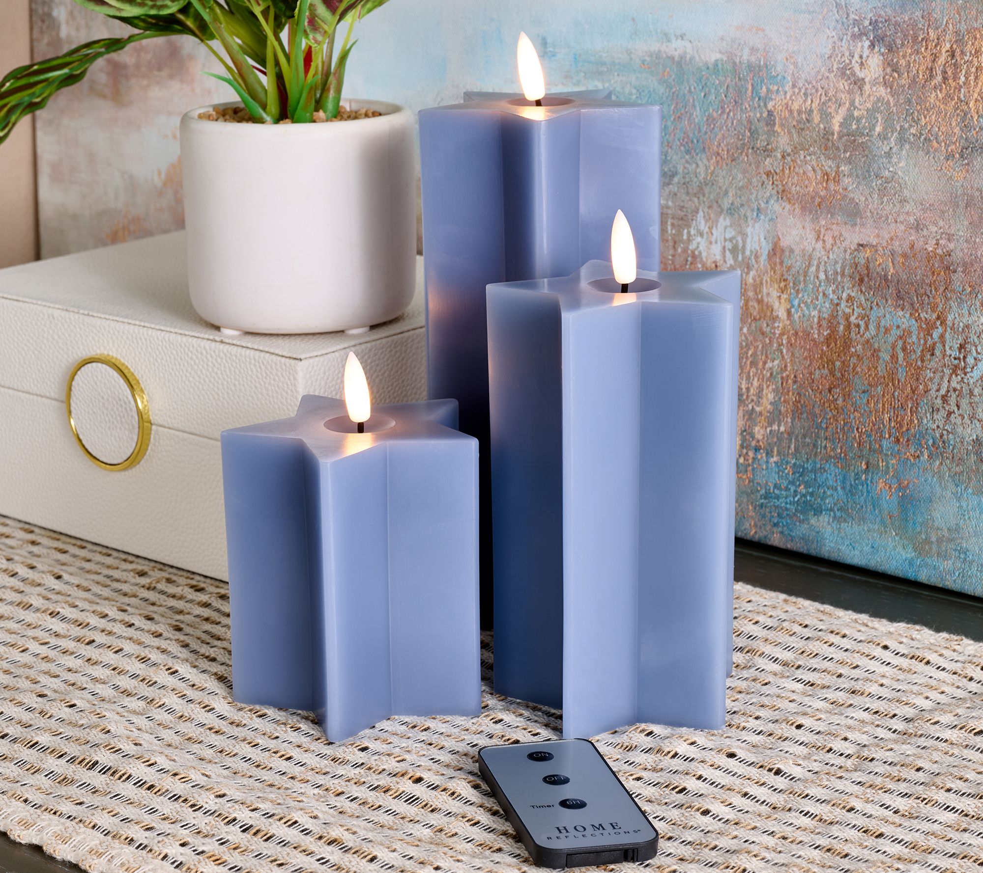 Home Reflections S/3 Star Shaped Flameless Pillar Candles