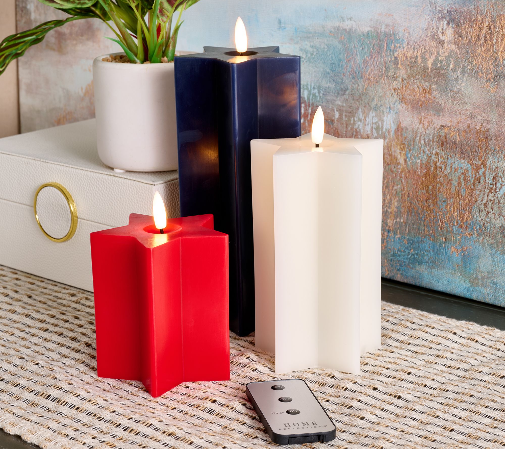 Home Reflections S/3 Star Shaped Flameless Pillar Candles