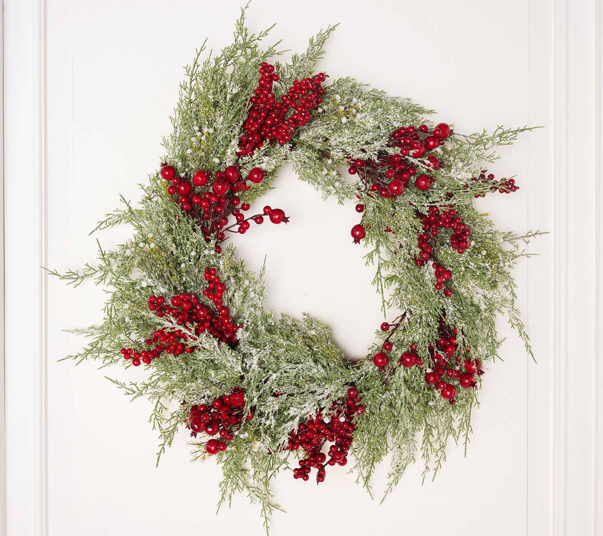 "As Is" Winter Frost Cedar and Berry Wreath by Valerie