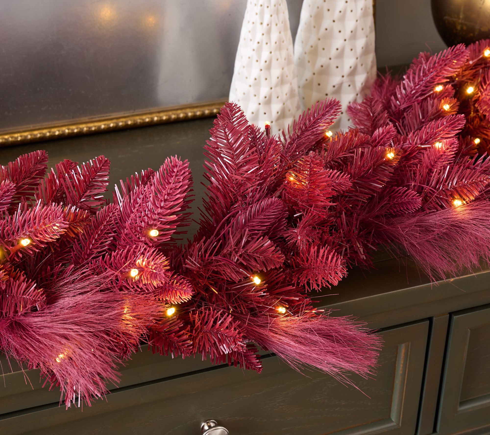 "As Is" 6' Illuminated Indoor/Outdoor Pampas Garland by Kim Gravel