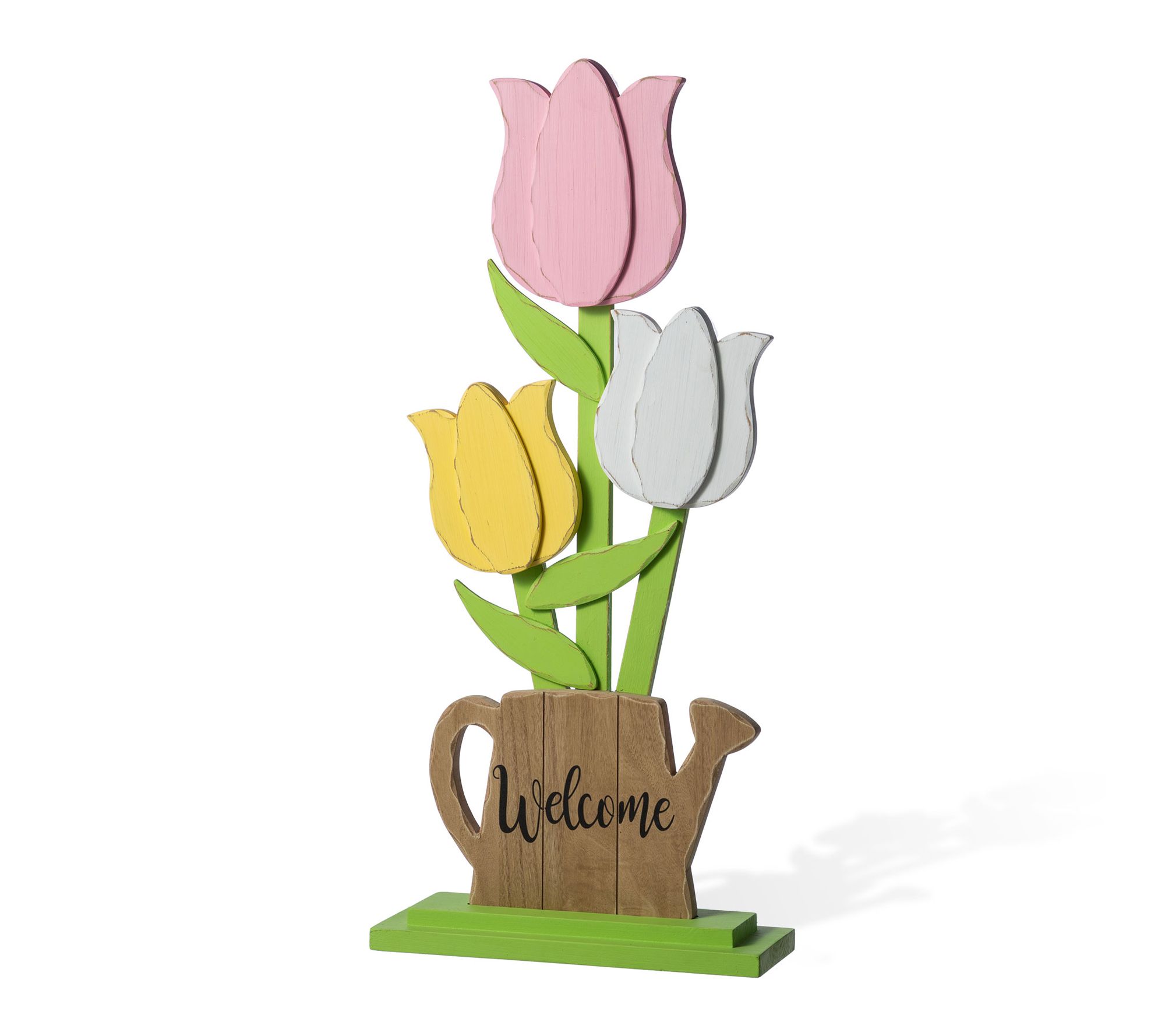 Glitzhome 30"H Easter Wooden Tulip Porch Decor