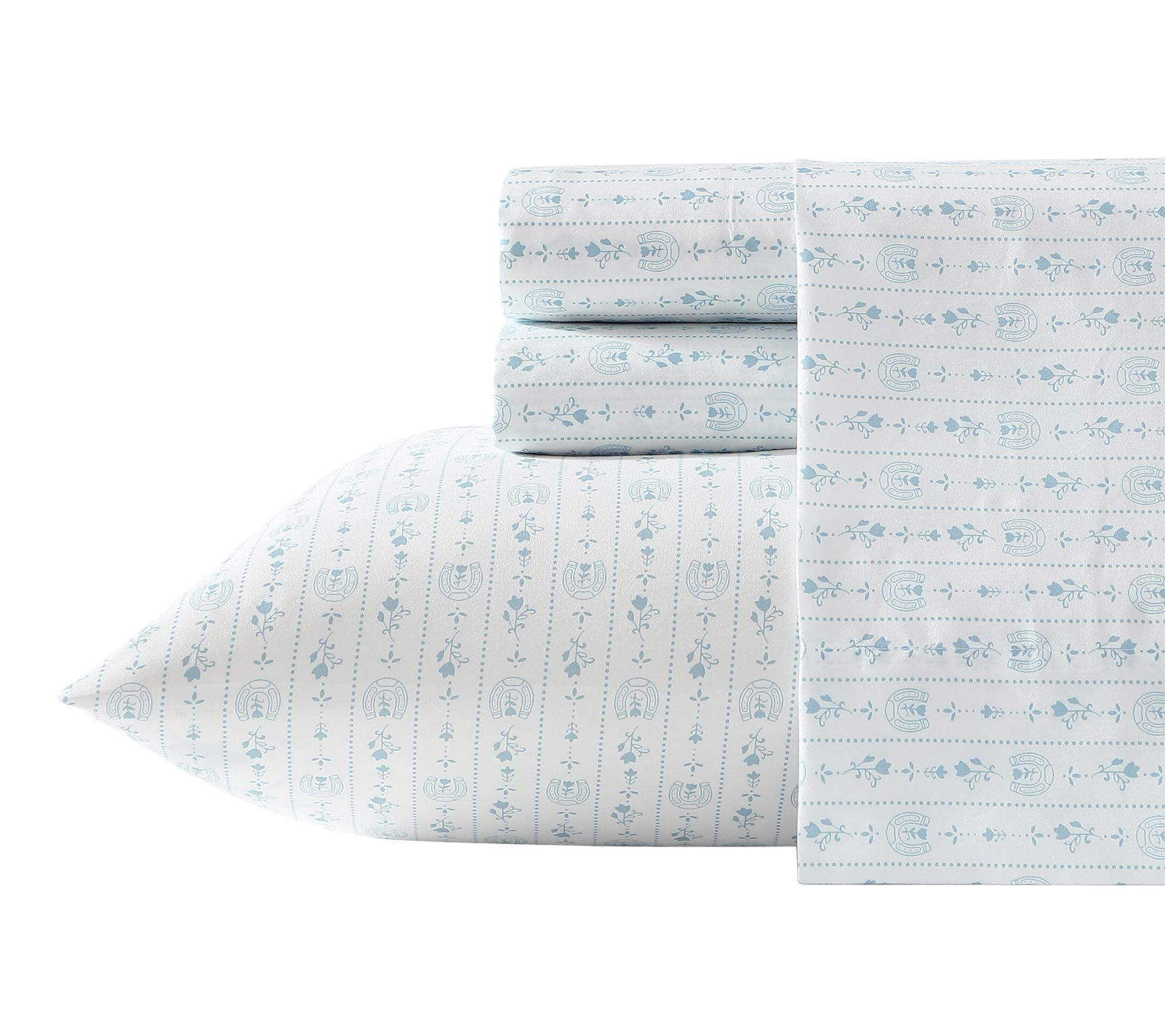 Wrangler Pretty Shoe Stripe White/Blue MicrofbrKing Sheet Set