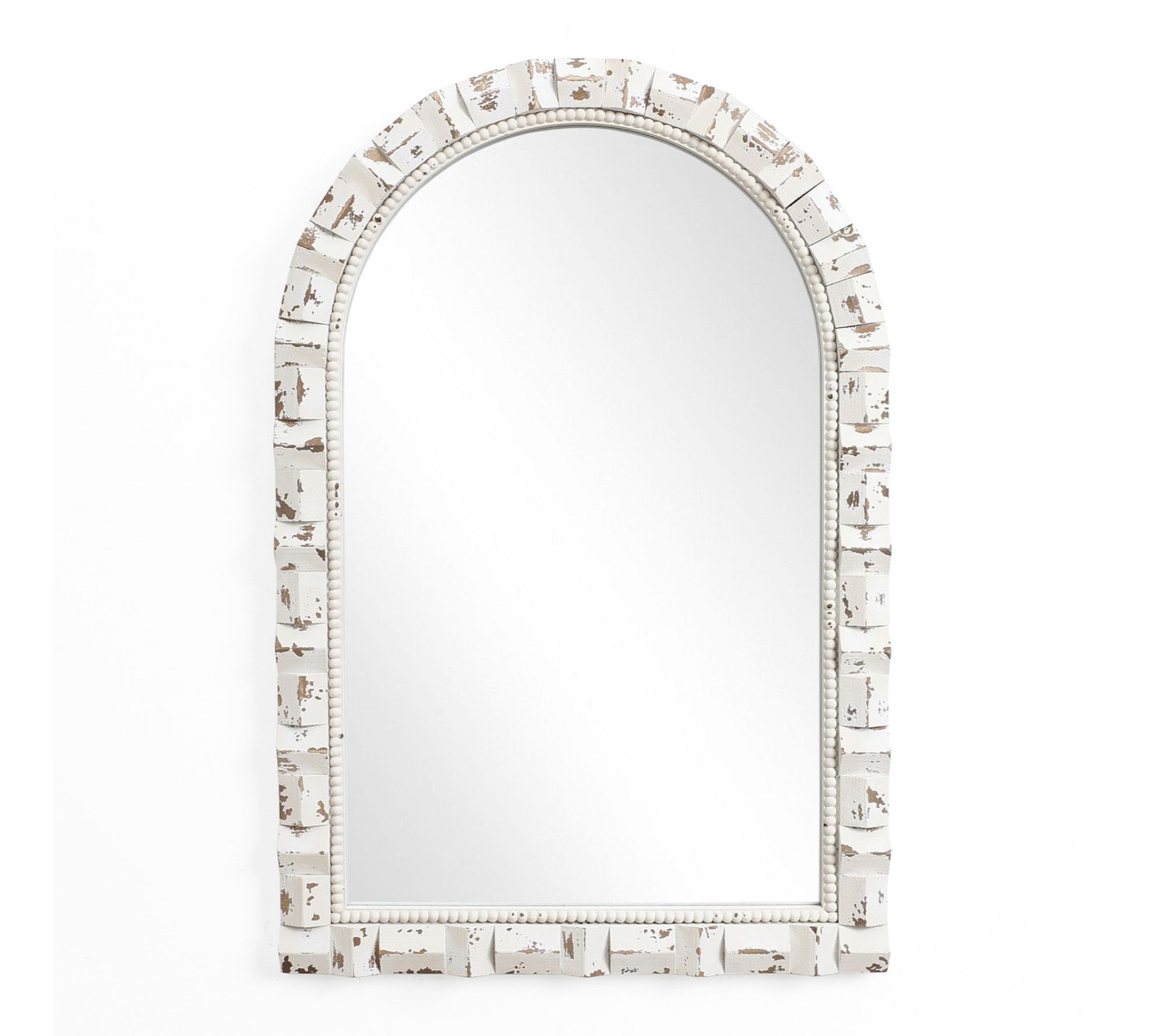 LuxenHome Distressed White Arch 36.02"H x 24.02"W Wall Mirror