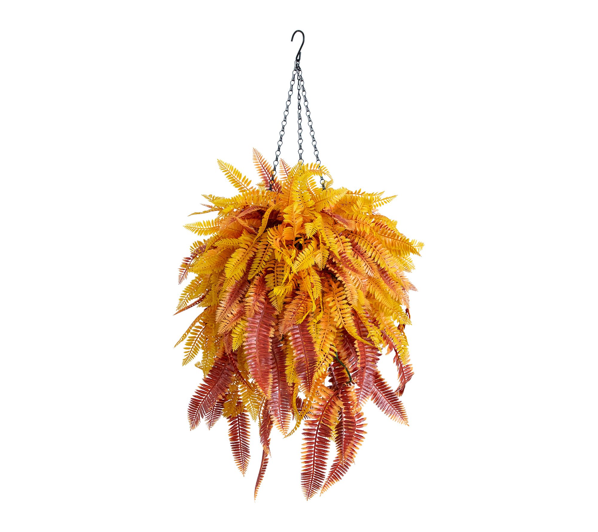 Nearly Natural 36in UV Resis tant Autumn Fall Fern Hanging Basket