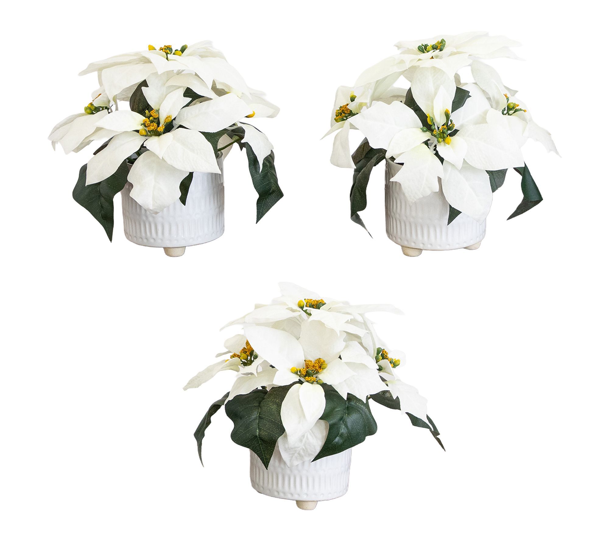 9-in Poinsettia Arrangements - Set of 3 by Nearly Natural