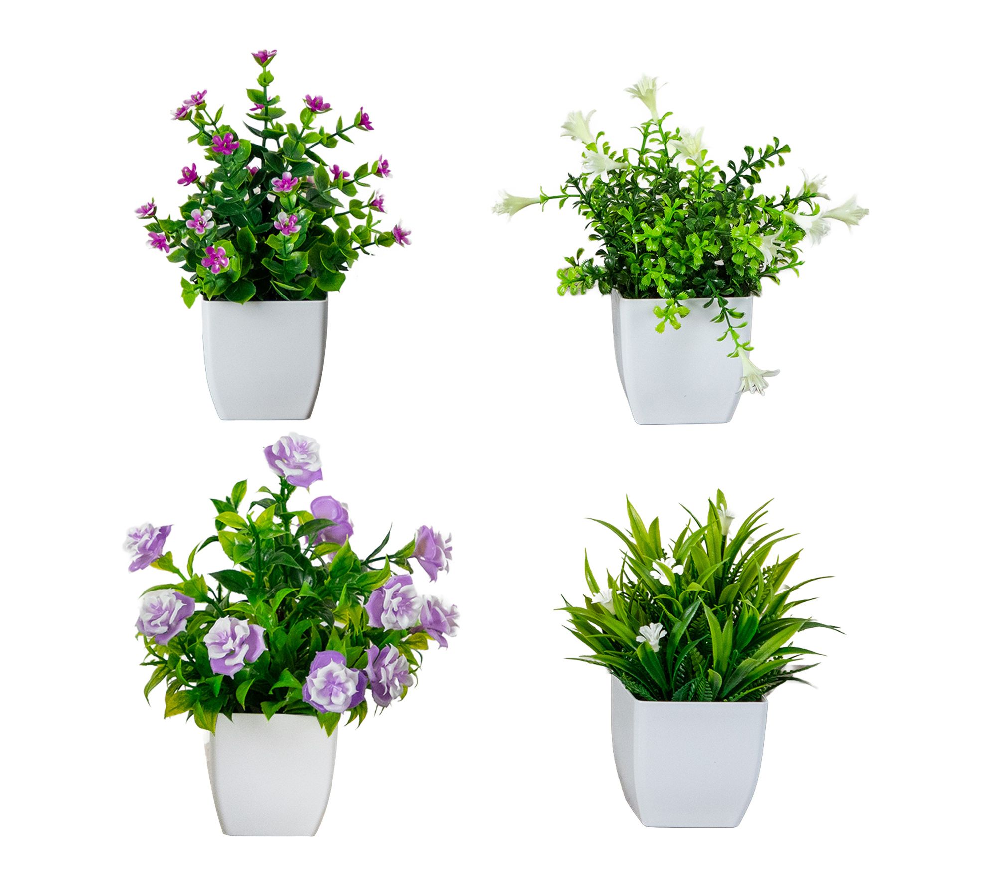 7-in Mini Greenery Potted Plants - Pack 4 by Nearly Natural