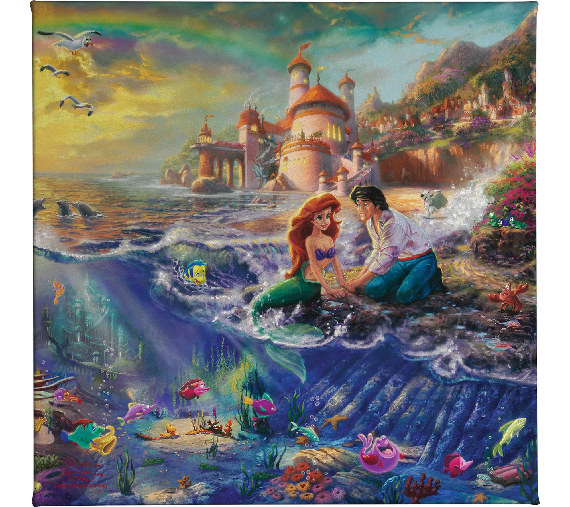 Thomas Kinkade The Little Mermaid - 14" x 14" Gallery Wrap