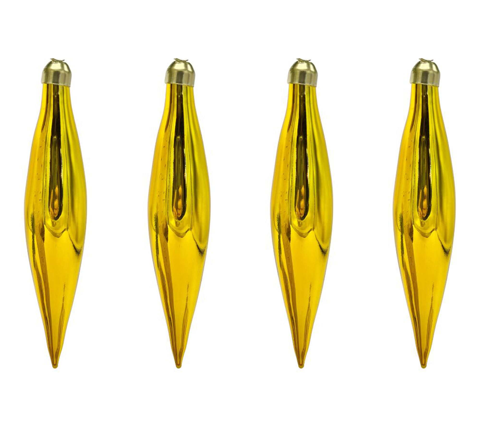 Whitehurst 5" Gold Teardrop Glass Ornments by Eddie Ross, S/4