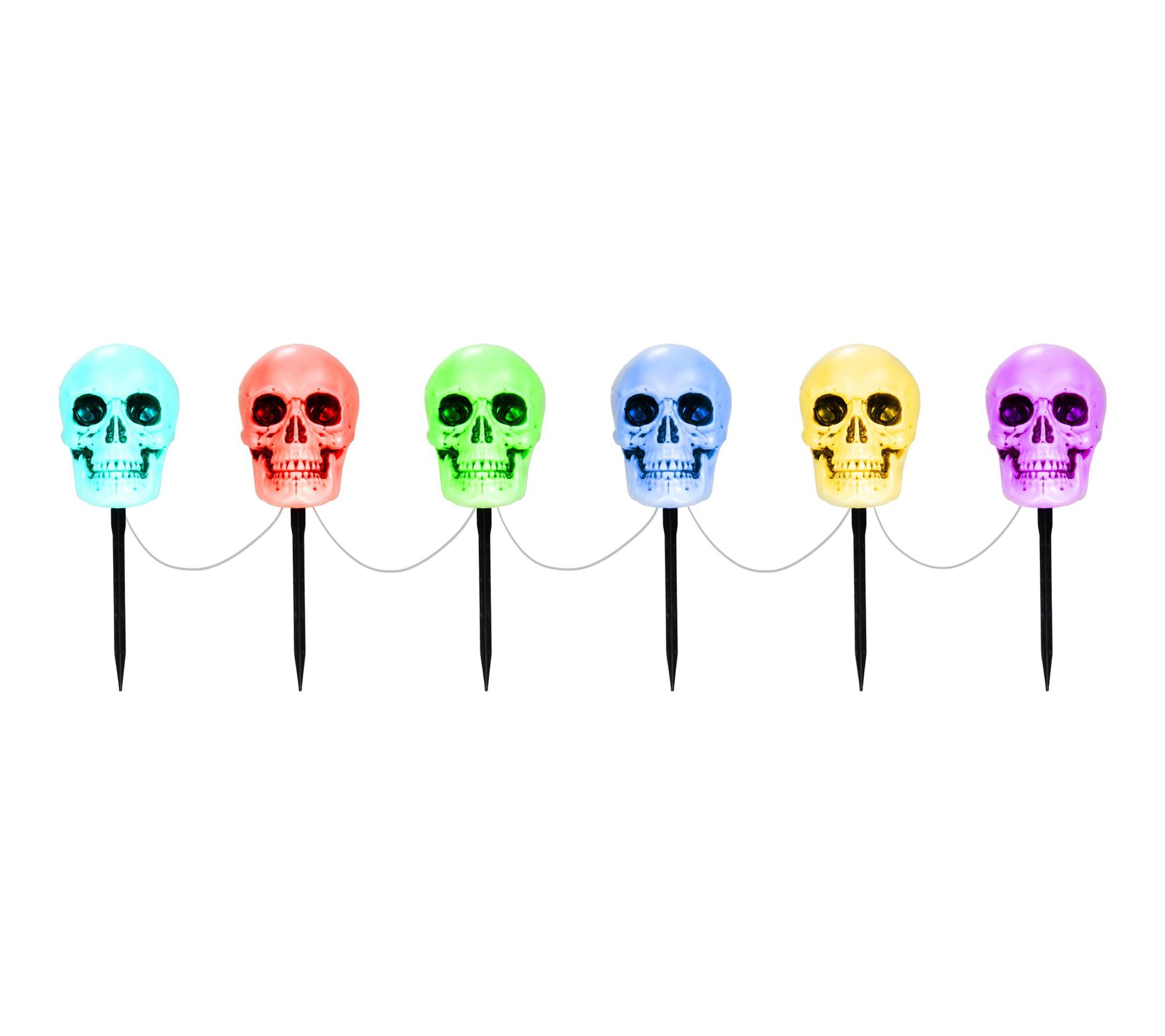 Haunted Hill Farm 1-Ft. Skull Stakes with Lights