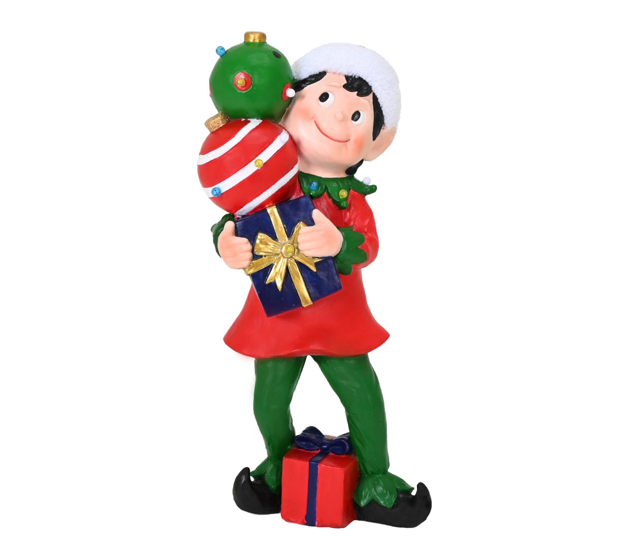 Fraser Hill Farm 30-inch Elf Figurine Holding Presents