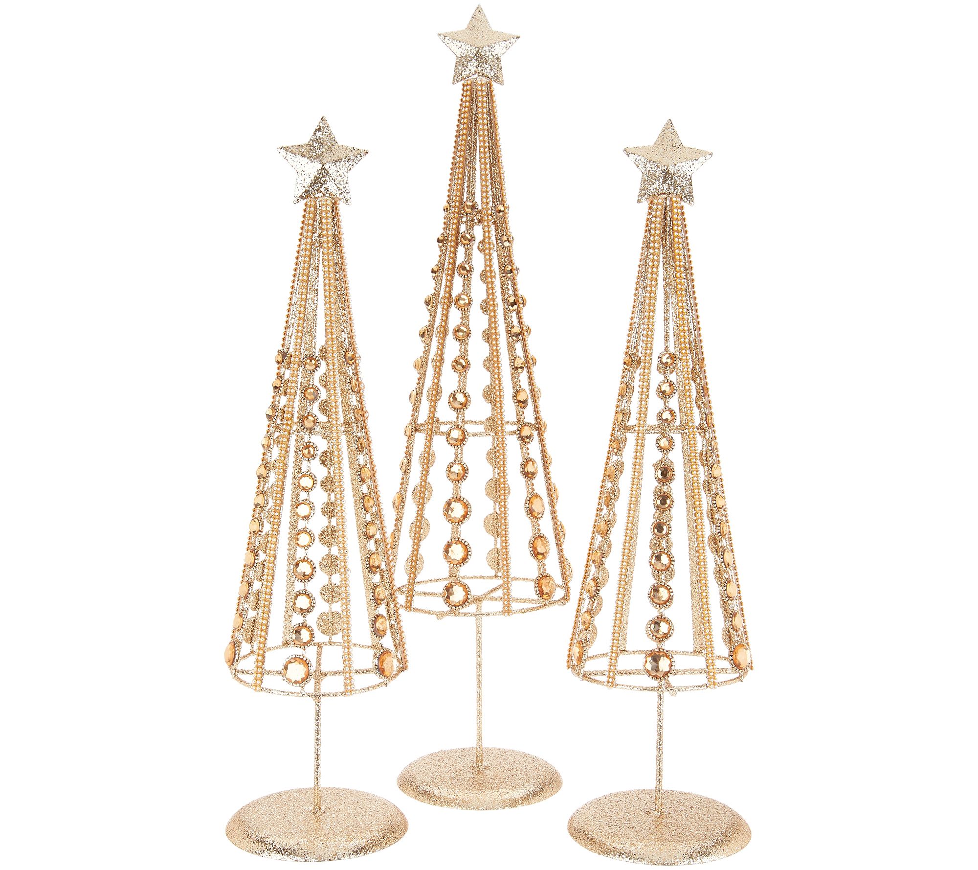 Set of 3 Graduated Glittered Jeweled Trees by Valerie - Page 1 — QVC.com