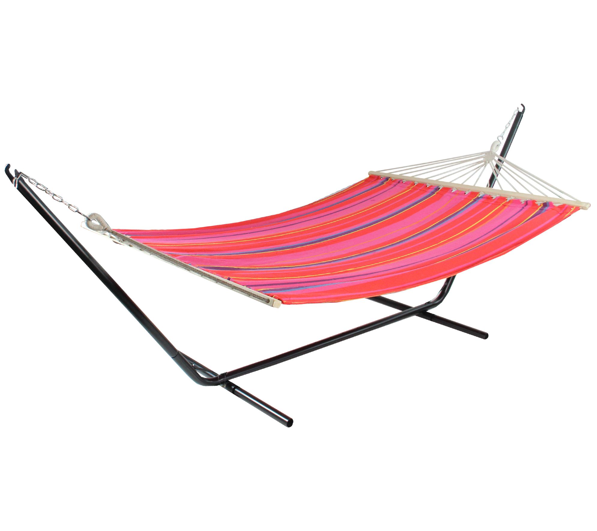 Northlight 75" Red and Pink Striped Poly Cotton Hammock