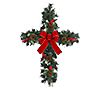 24-in Greenery Cross with red bow yard stake by Gerson Co