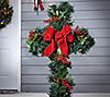 24-in Greenery Cross with red bow yard stake by Gerson Co, 1 of 1