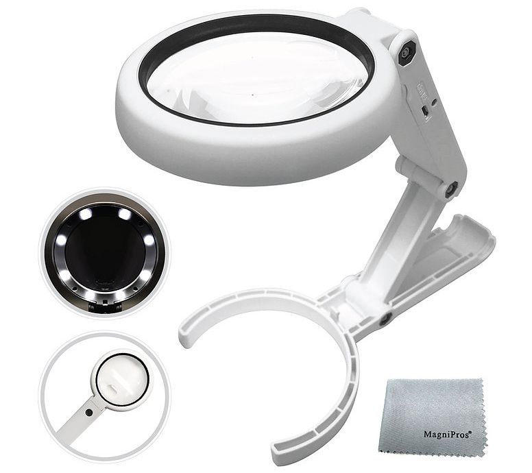 Reading Magnifying Glass, 3X Large Full Page Magnifier with LED Lights with  Foldable Flip-Out Legs Page Magnifying Lens for Hands Reading, Low Vision