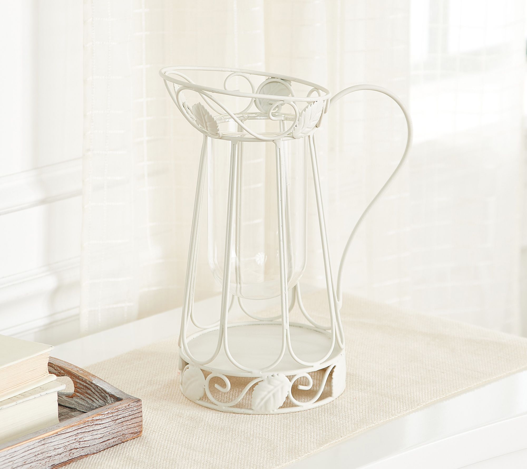 12" Metal & Glass Pitcher Vase by Valerie