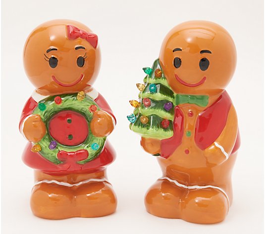Mr. Christmas Set of 2 7" Illuminated Gingerbread Couple