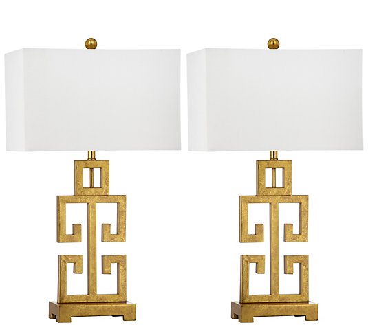 Safavieh Set Of 2 Greek Key Table Lamps, Silver Greek Key Table Lamp