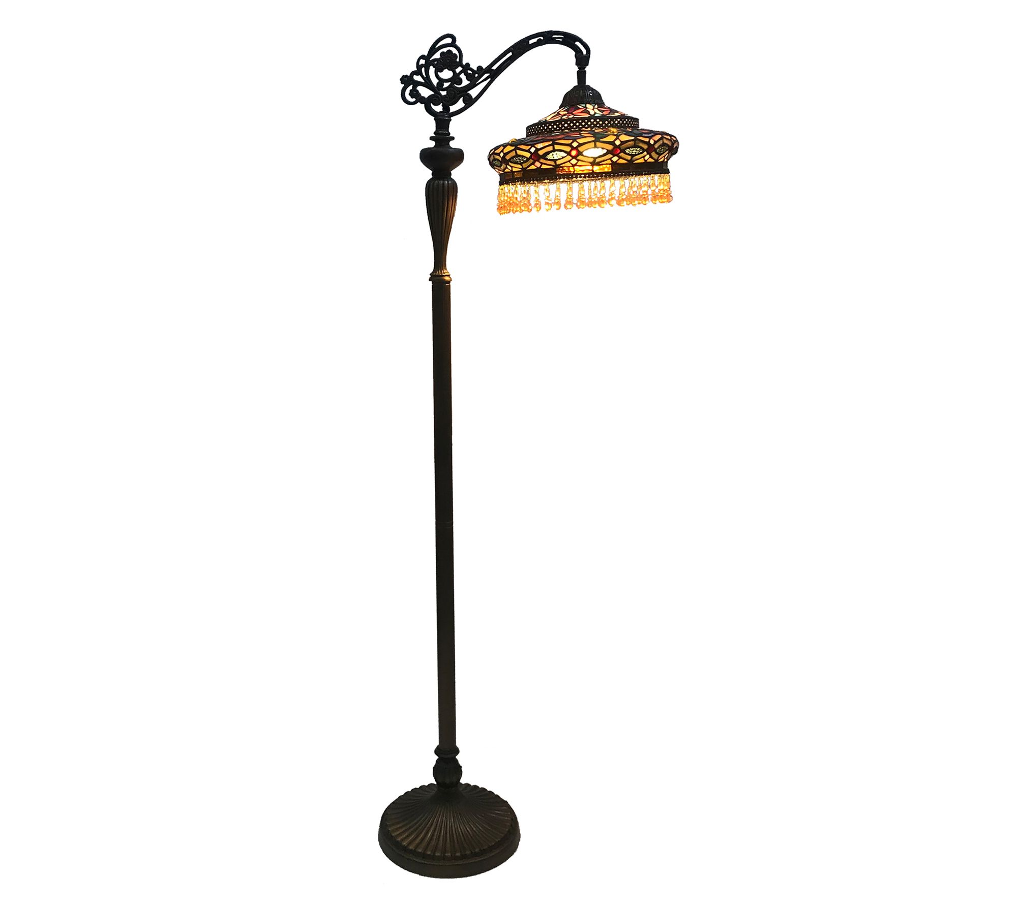 River of Goods 60"H Stained Glass Beaded SideArm Floor Lamp