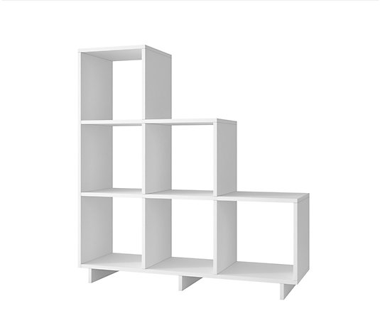 Manhattan Comfort Cascavel Stair Cubby, Manhattan Comfort Serra 1 0 White 5 Shelves Bookcase