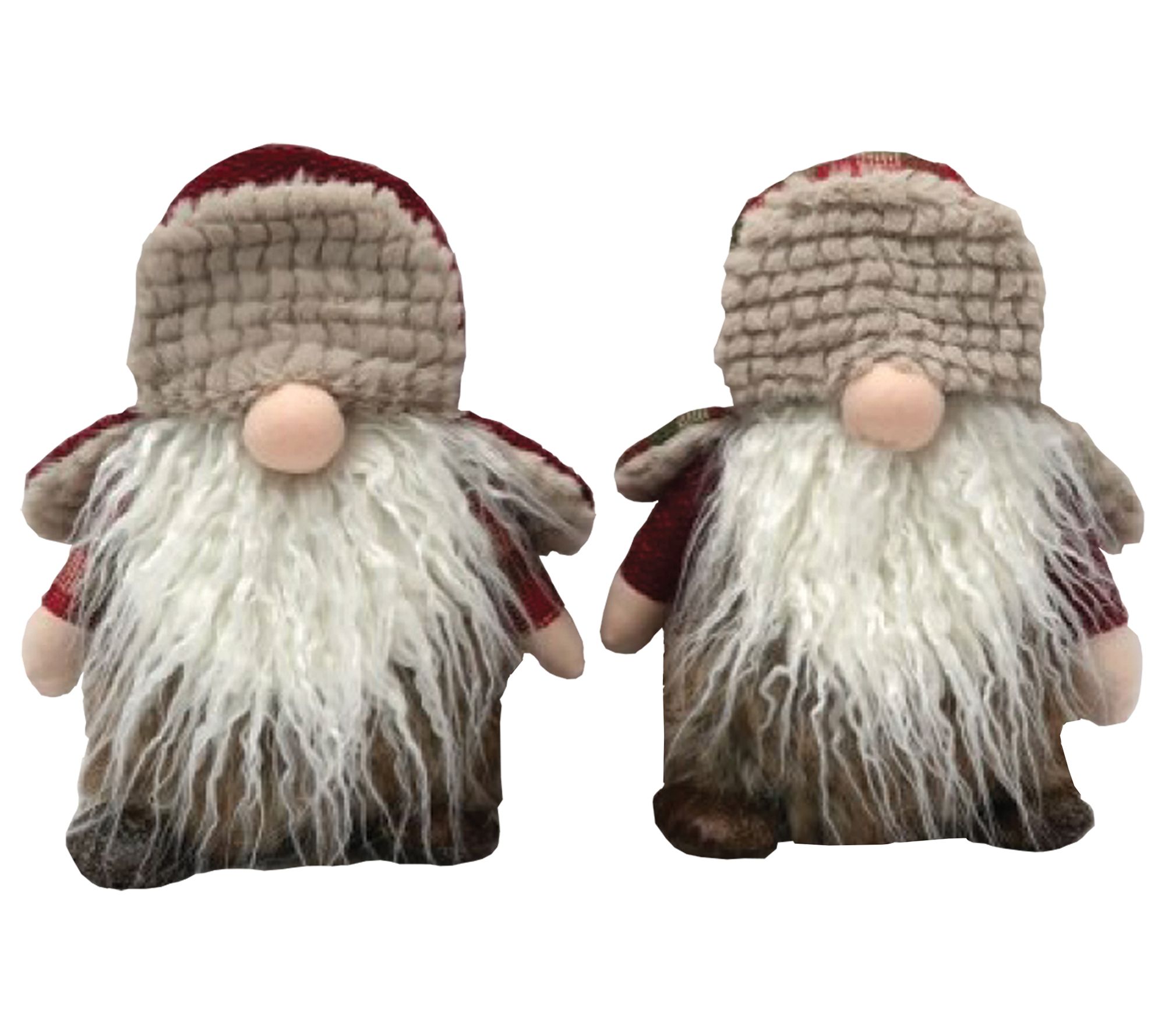 9" Santa's Workshop Old Plaid Gnomes, Set of 2