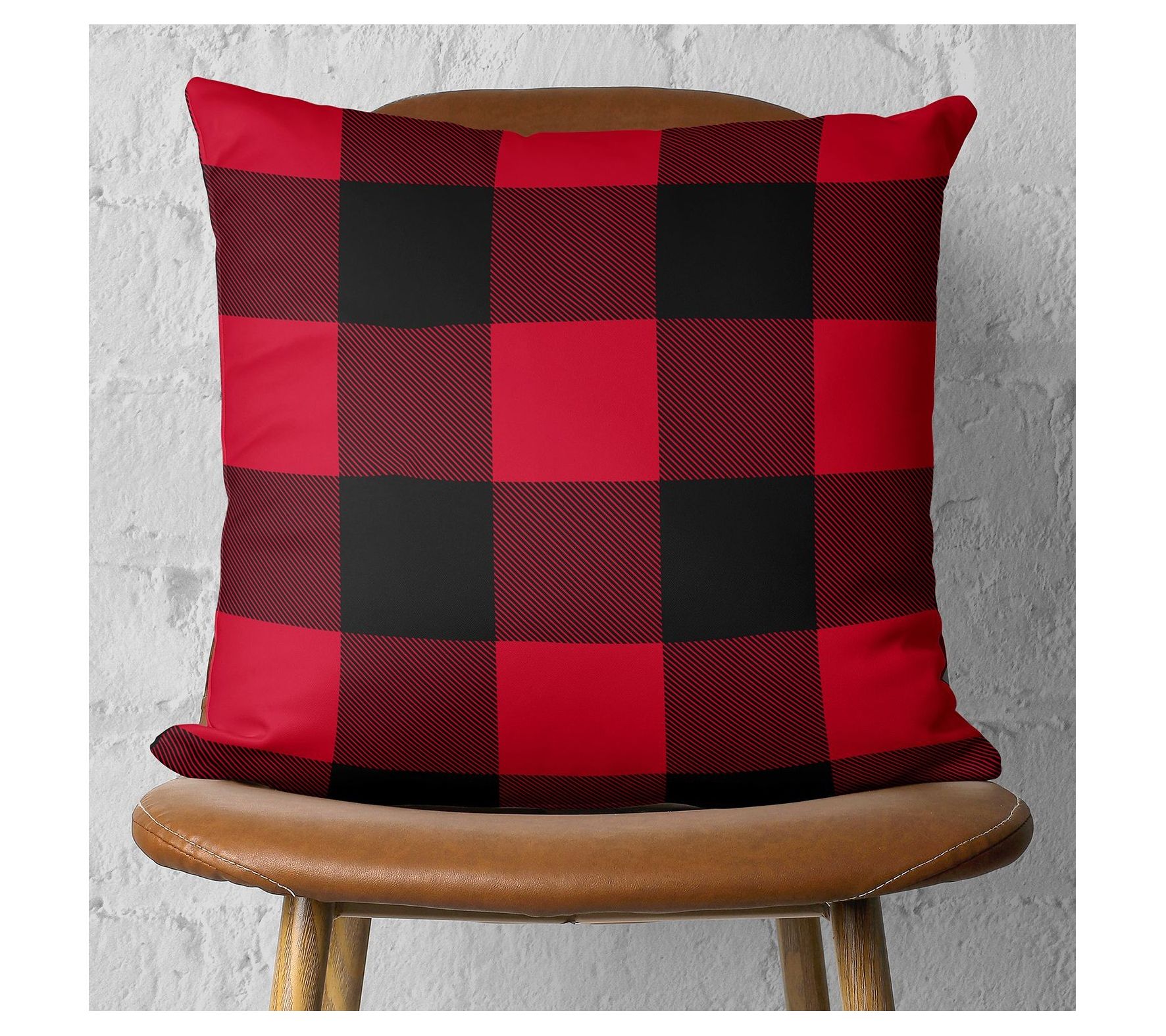 Black plaid throw on sale pillow