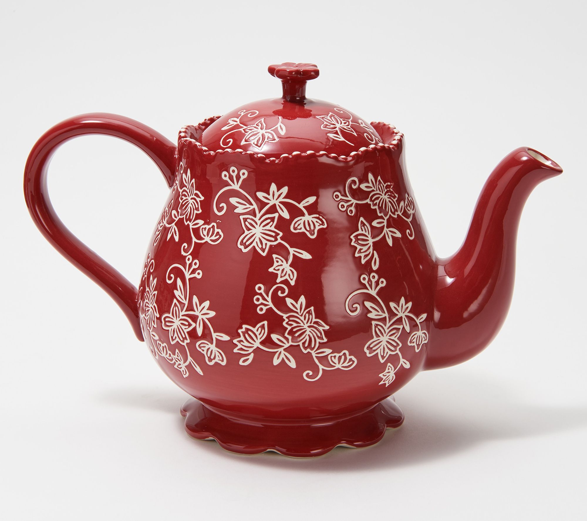 "As Is" Temp tations Floral Lace 4Piece Tea Set with Tray