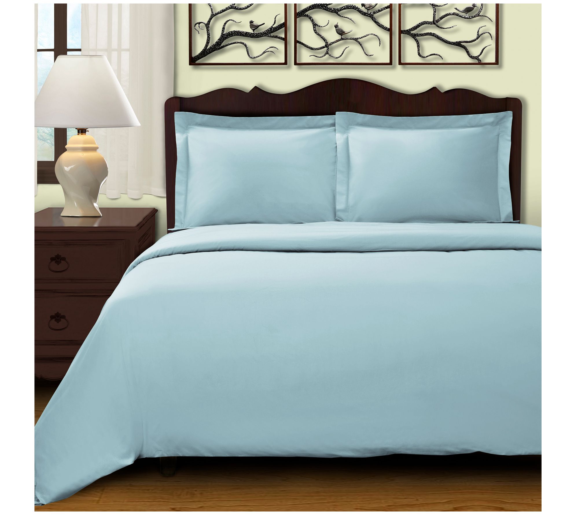 Superior 400-Thread Count Solid Duvet Cover Set, Full/Queen