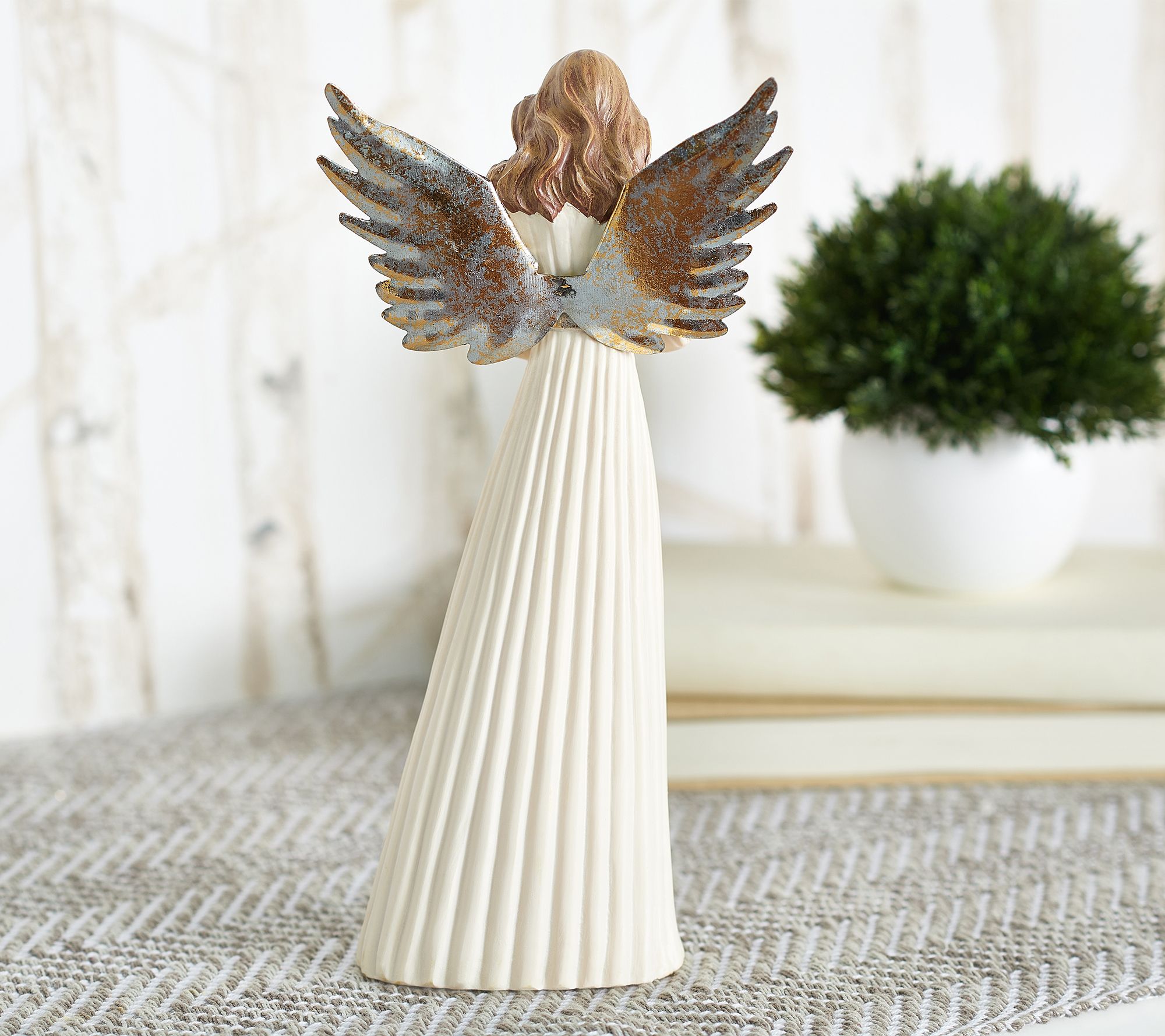 "As Is" 9" Angel Holding Dove with Filigree Dress by Valerie